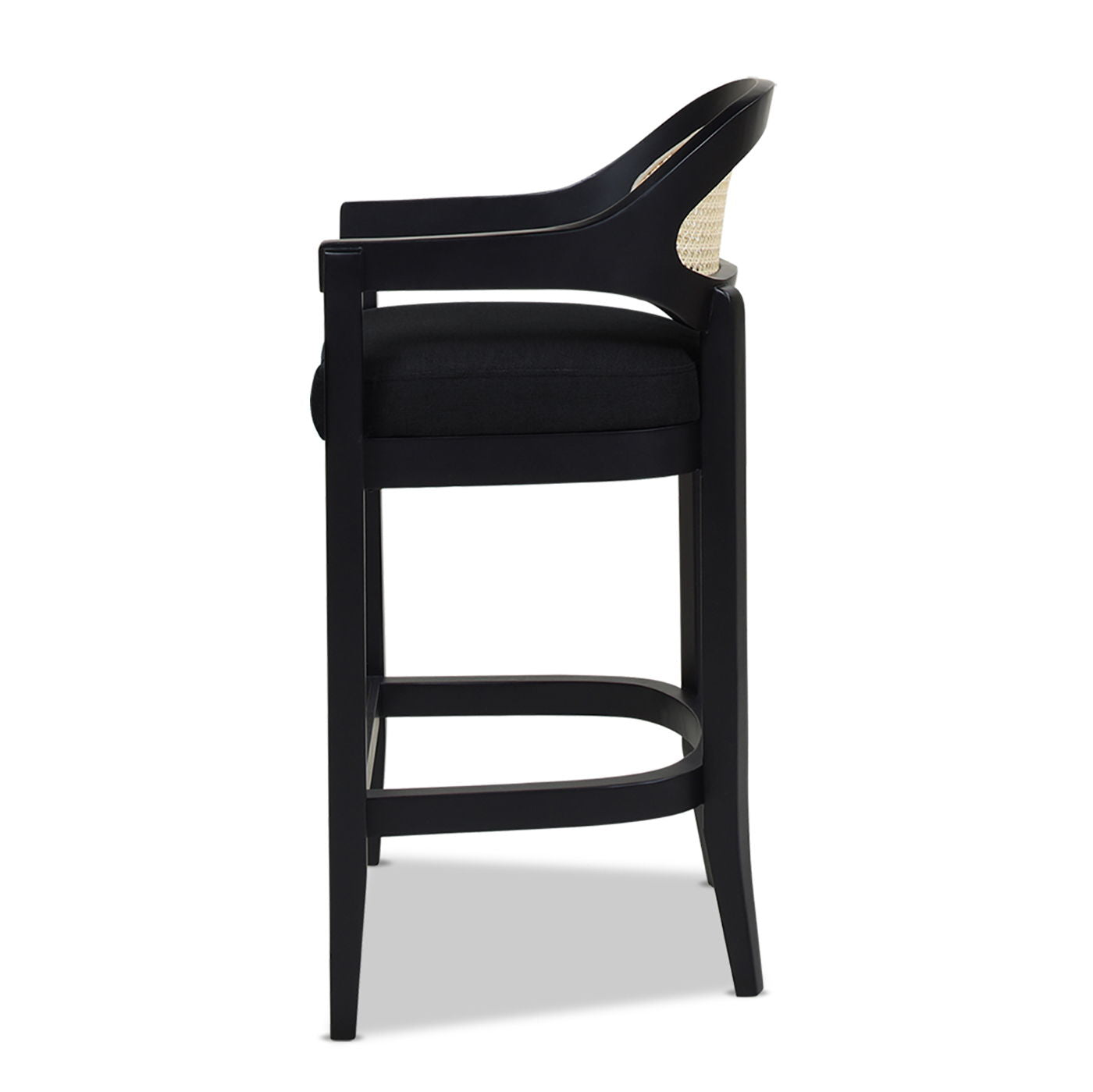 Americana - Mid-Century Modern Cane Back Counter Stool - Jet Black