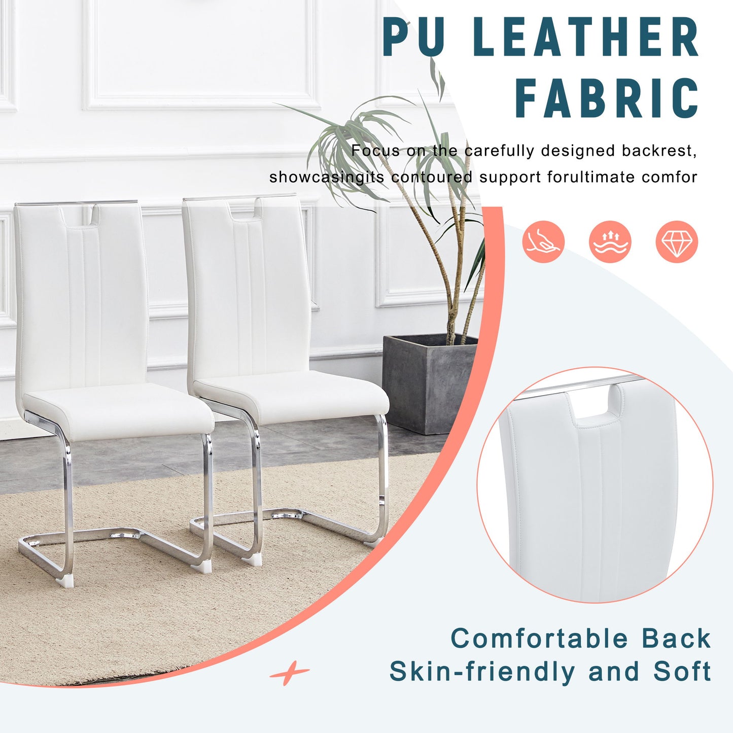 (Set of 4) Material Bow Shaped Chairs Adding Fashion To Minimalist And Contemporary Home Styles - White