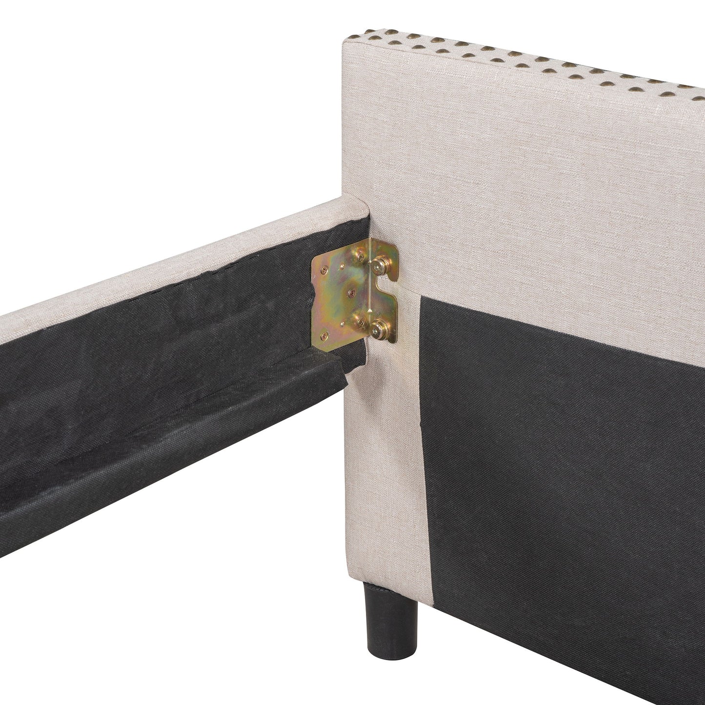 Full Size Upholstered Daybed With Two Drawers, Slat Support - Beige