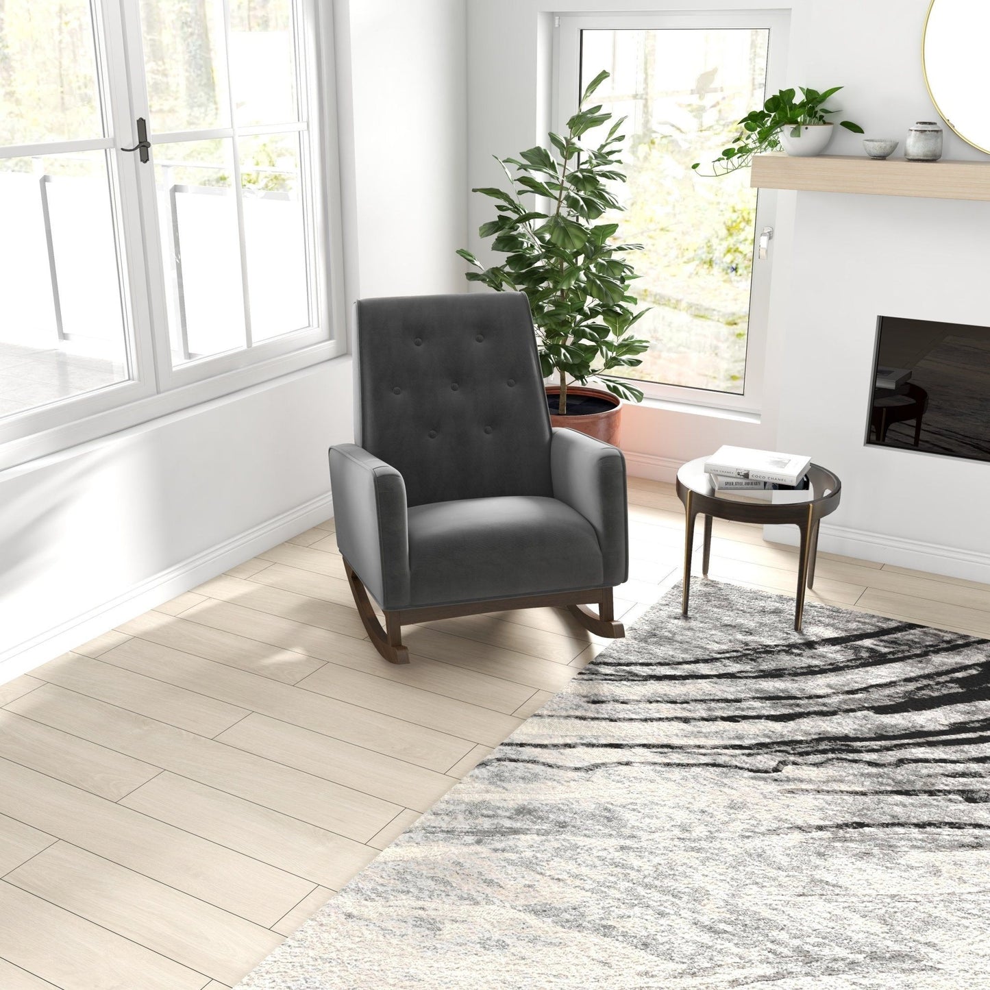 Demetrius - Rocking Chair - Dark Gray / Wood