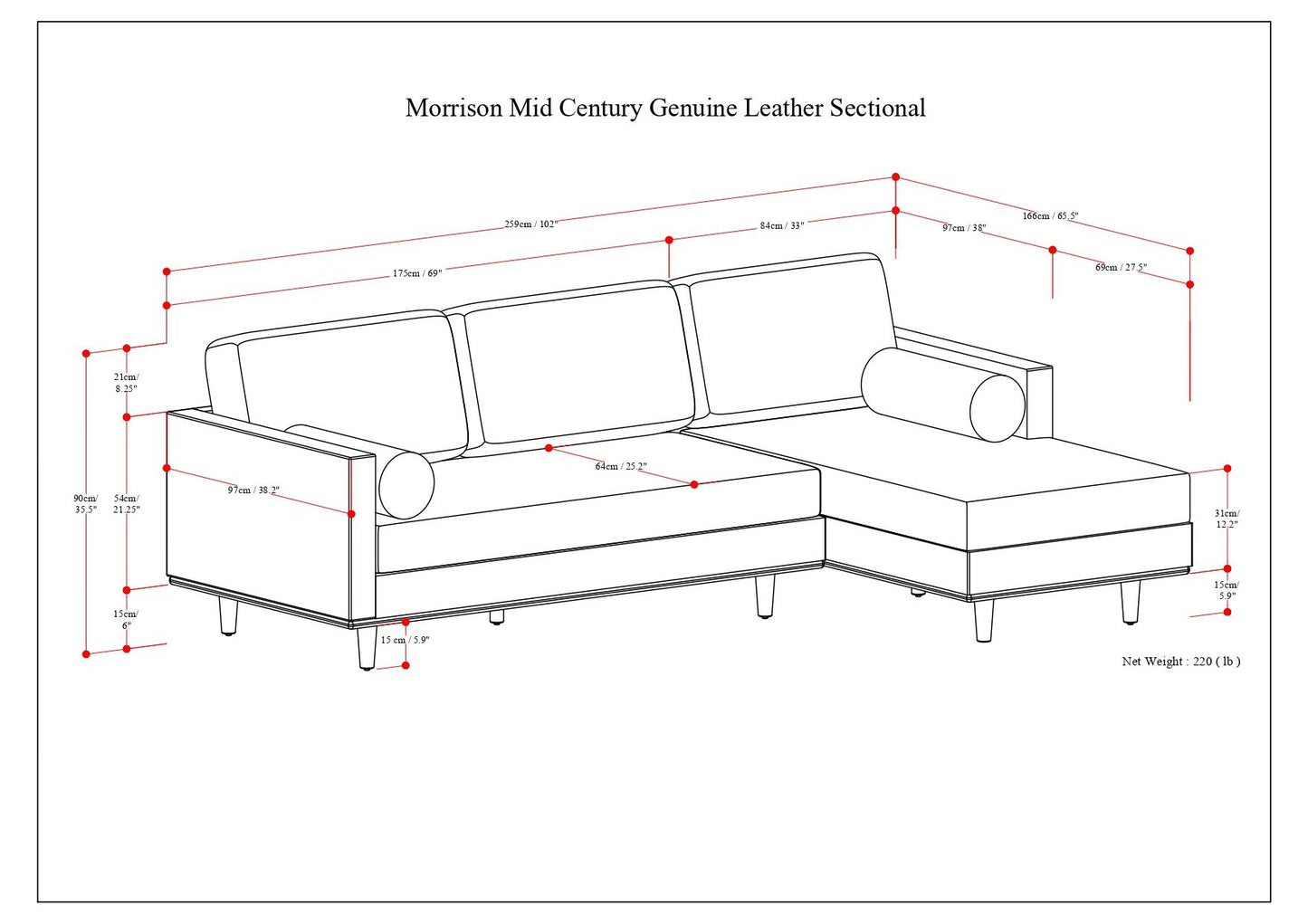 Morrison - Right Sectional Sofa - Caramel Brown