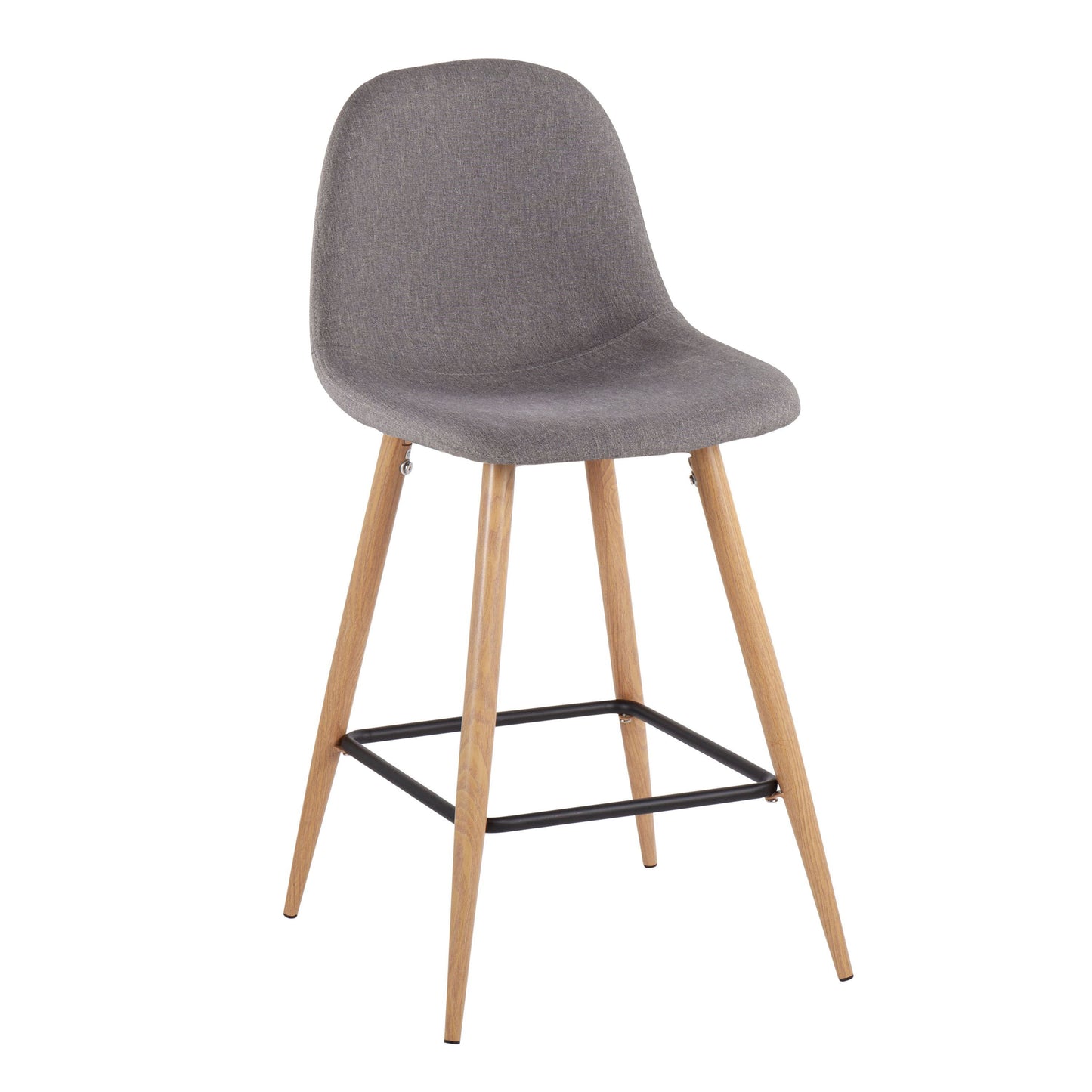 Pebble - Mid-Century Modern Counter Stool (Set of 2) - Natural / Charcoal
