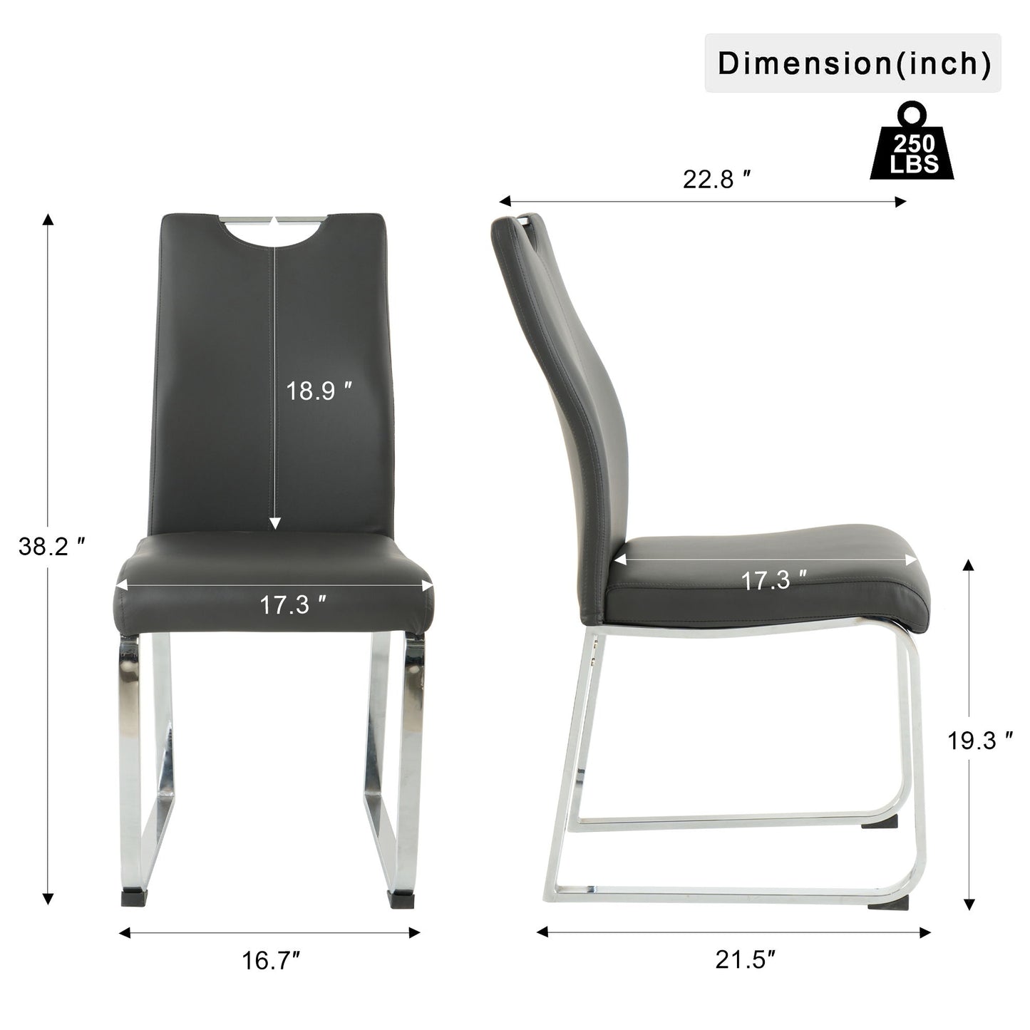 Modern Dining Chair (Set of 2), Upholstered With Cloth And Electroplated Metal Legs For Home Furniture - Charcoal Gray