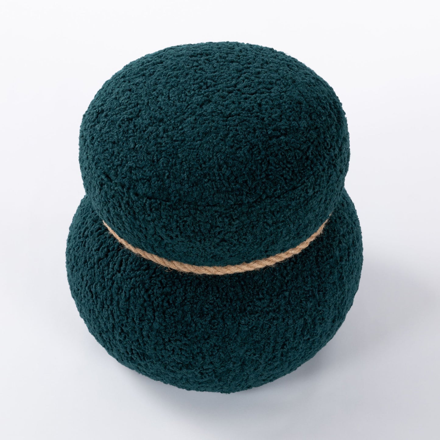 Snowman Stool With Lamb Wool Cushion And Solid Wood Frame - Dark Green