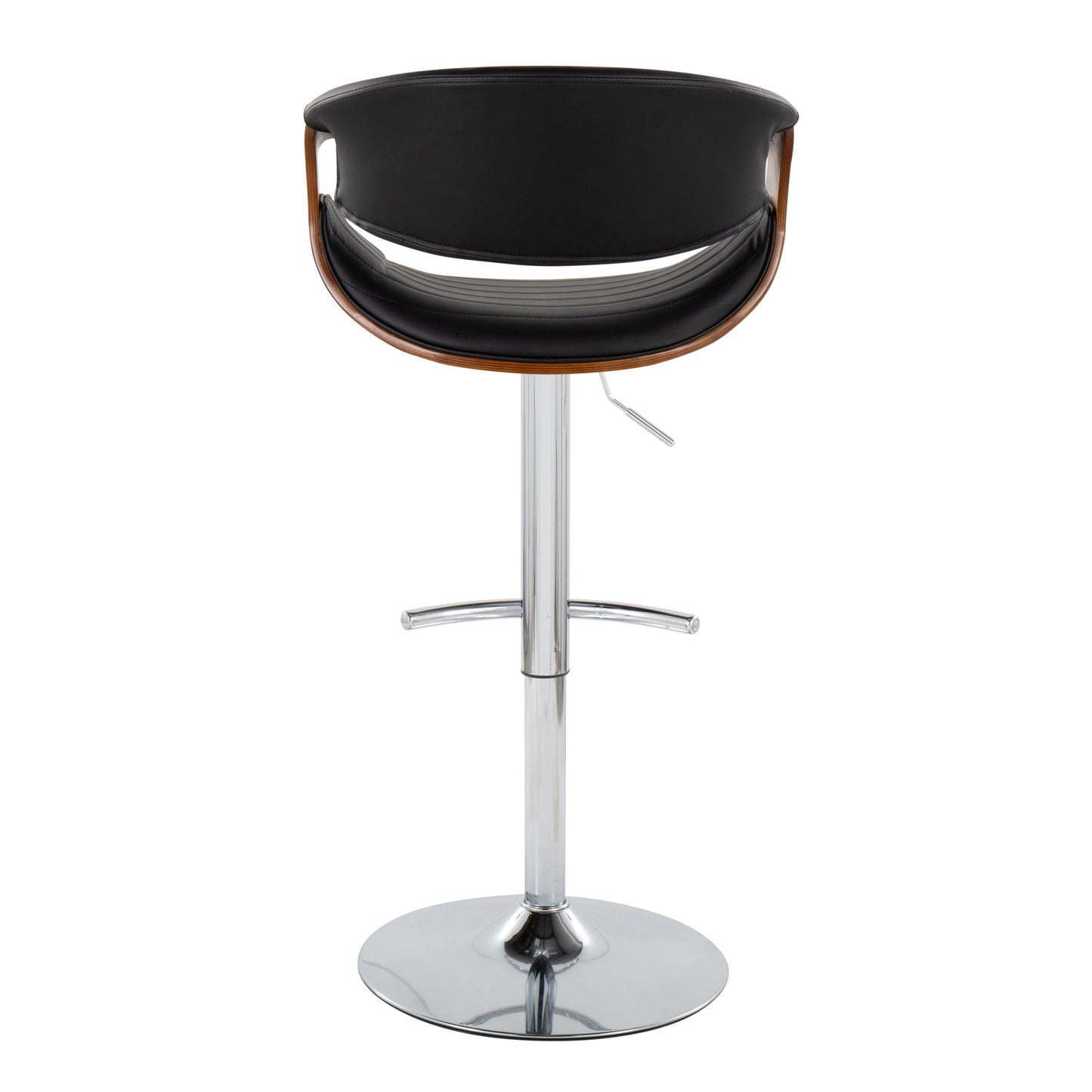 Symphony - Mid-Century Modern Adjustable Barstool & Swivel With Rounded T Footrest (Set of 2) - Chrome / Walnut / Gray
