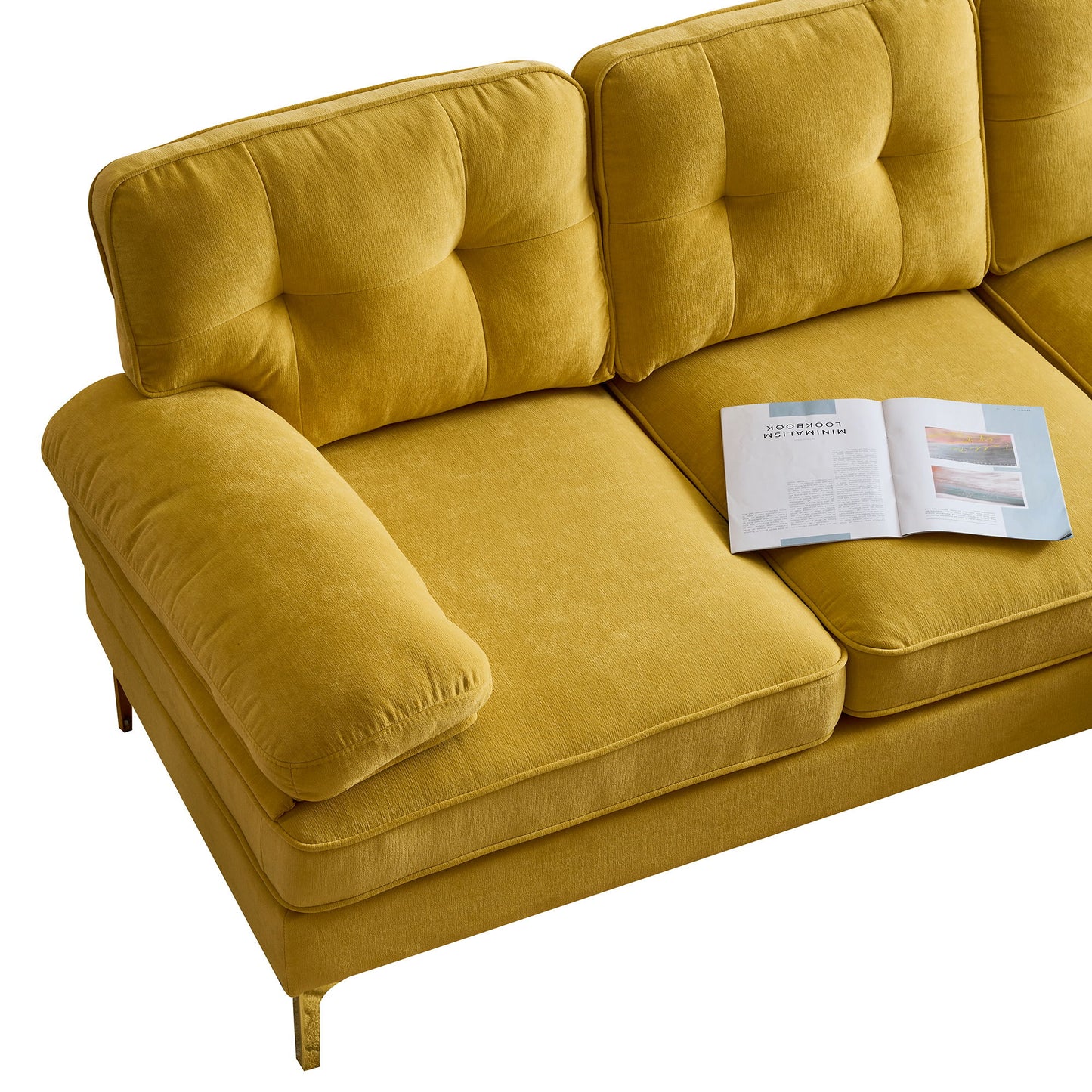 Modern L Shaped Sectional Sofa For Living Room Or Bedroom - Yellow