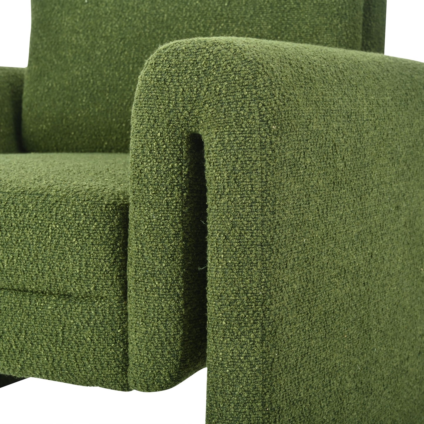 Modern Boucle Upholstered Accent Chair Sturdy Support & Luxurious Comfort Solid, Manufactured Wood - Green