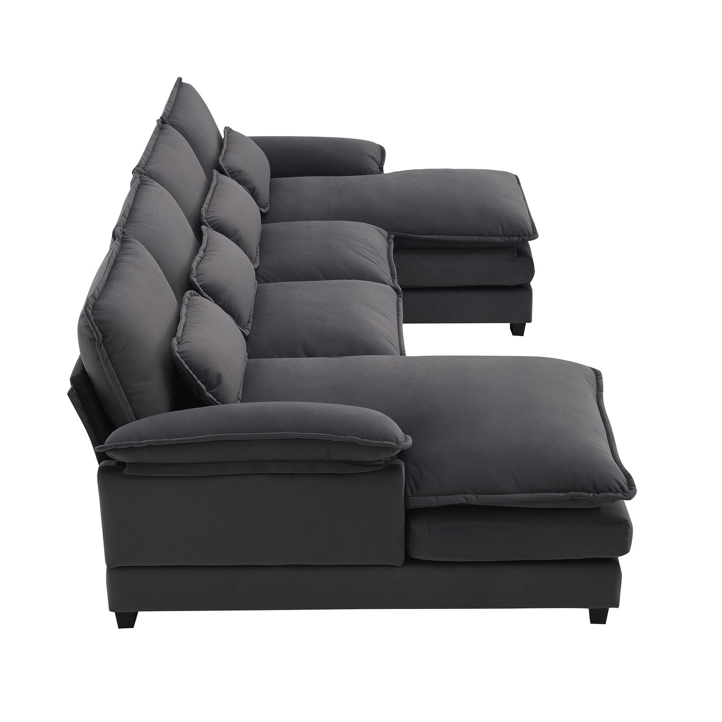 Modern U-Shaped Sectional Sofa With Waist Pillows, 6 Seat Upholstered Symmetrical Sofa Furniture, Sleeper Sofa Couch With Chaise Lounge - Gray