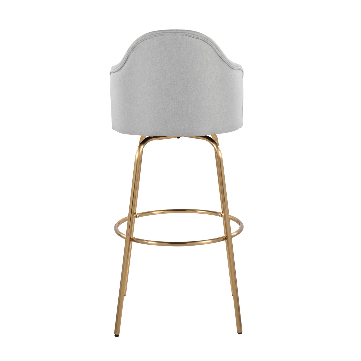 Ahoy - Contemporary Fixed Height Bar Stool Round Gold Footrest (Set of 2) - Light Gray / Gold