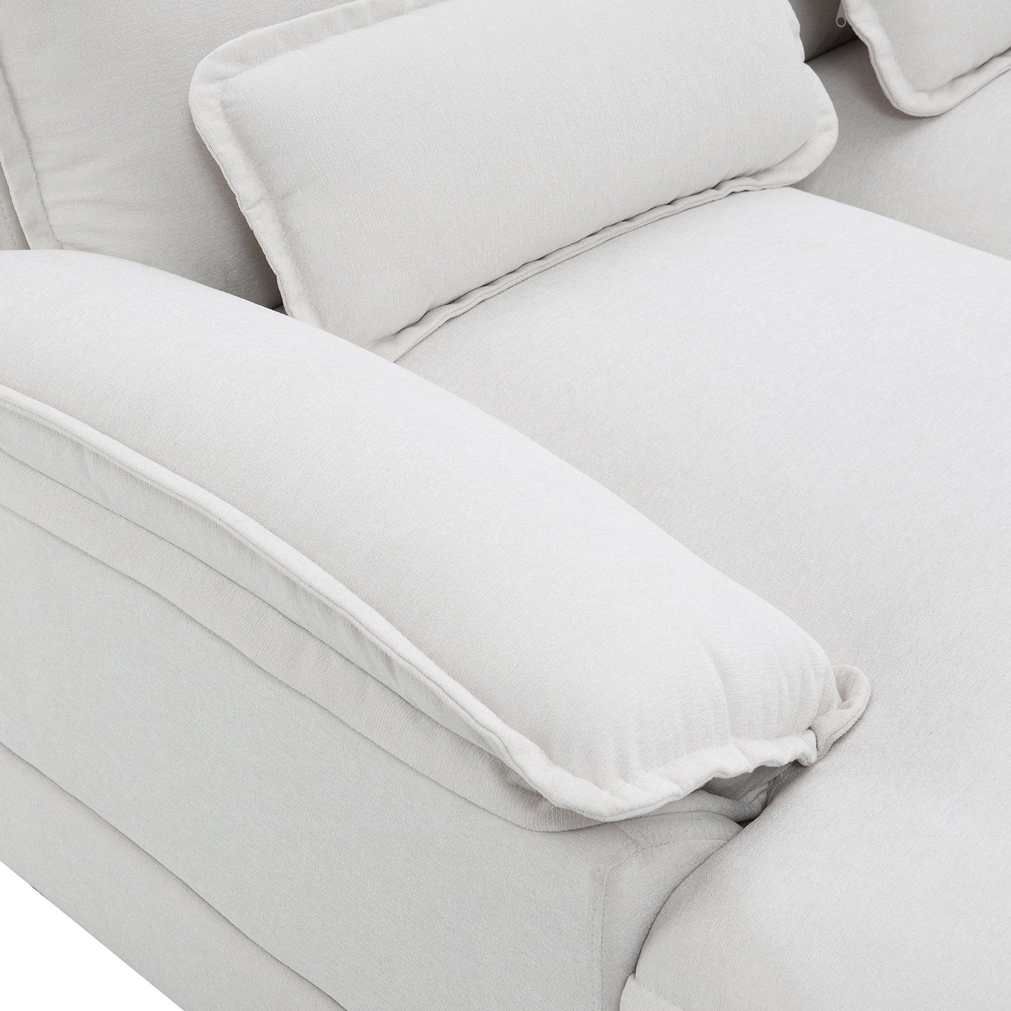 Modern U-Shaped Sectional Sofa With Waist Pillows, 6 Seat Upholstered Symmetrical Sofa Furniture, Sleeper Sofa Couch With Chaise Lounge - White