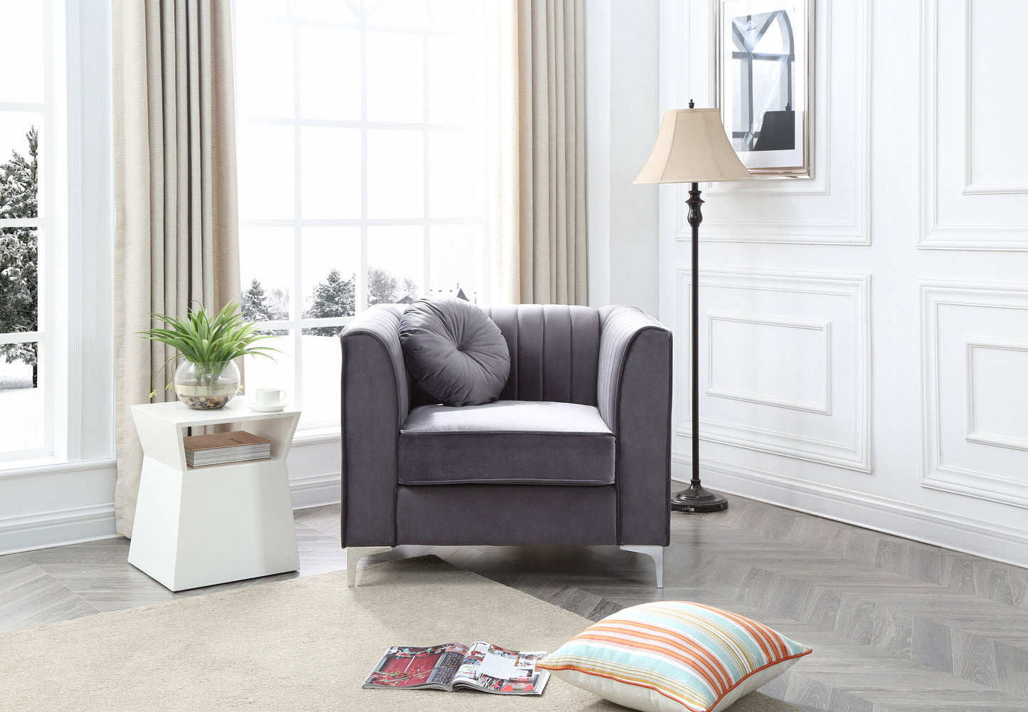 Contemporary Sloped Armchair - Gray