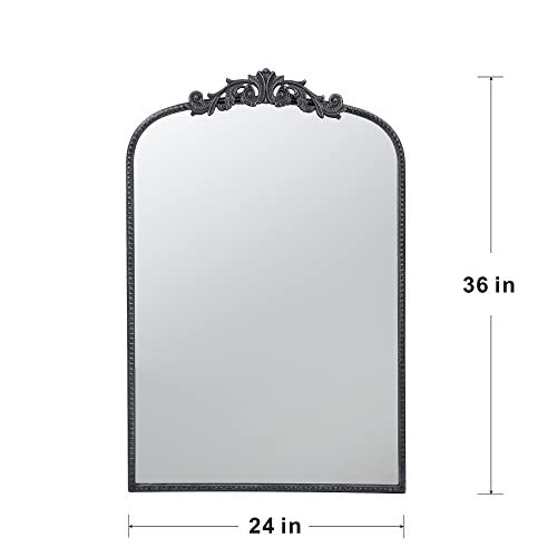 Classic Design Mirror With And Baroque Inspired Frame For Bathroom, Entryway Console Lean Against Wall - Black