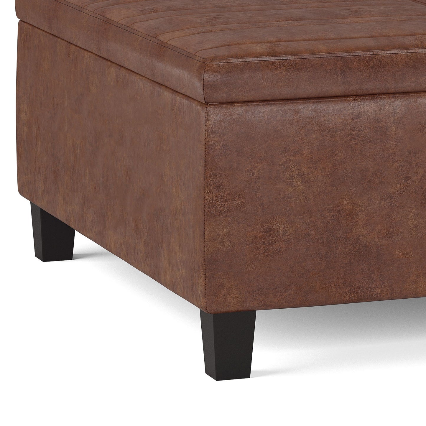Ellis - Coffee Table Storage Ottoman - Distressed Saddle Brown