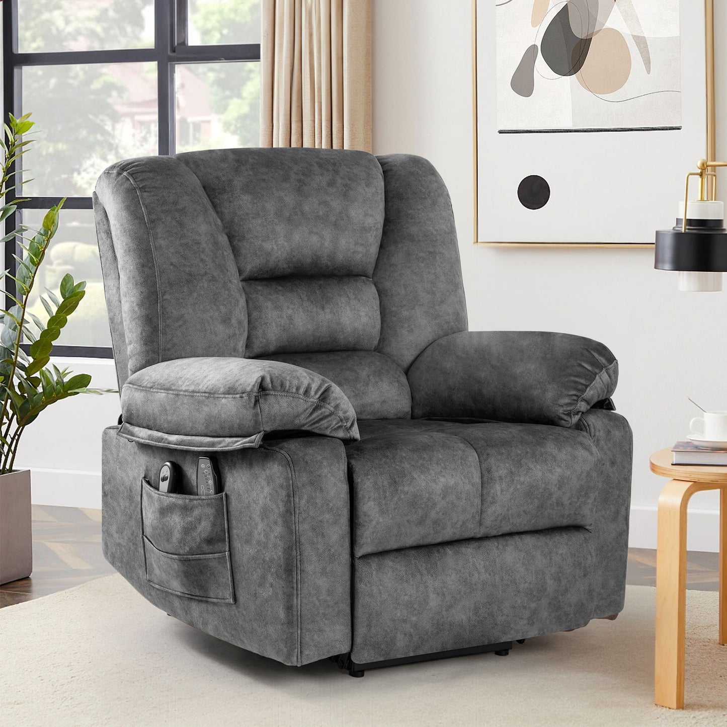 Power Lift Recliner Chair Sofa With Massage - Gray