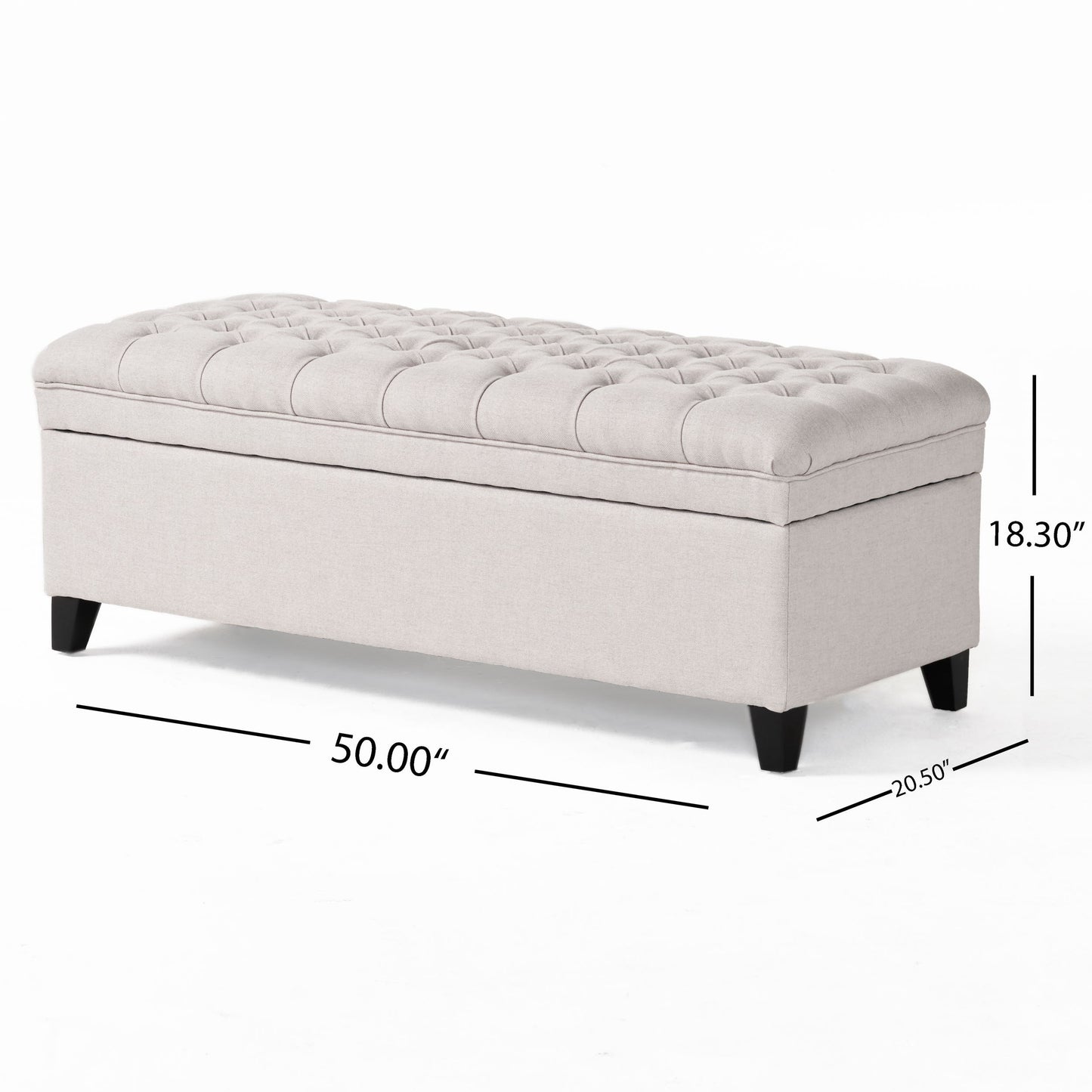 Juliana - Storage Ottoman Fabric - Light Gray
