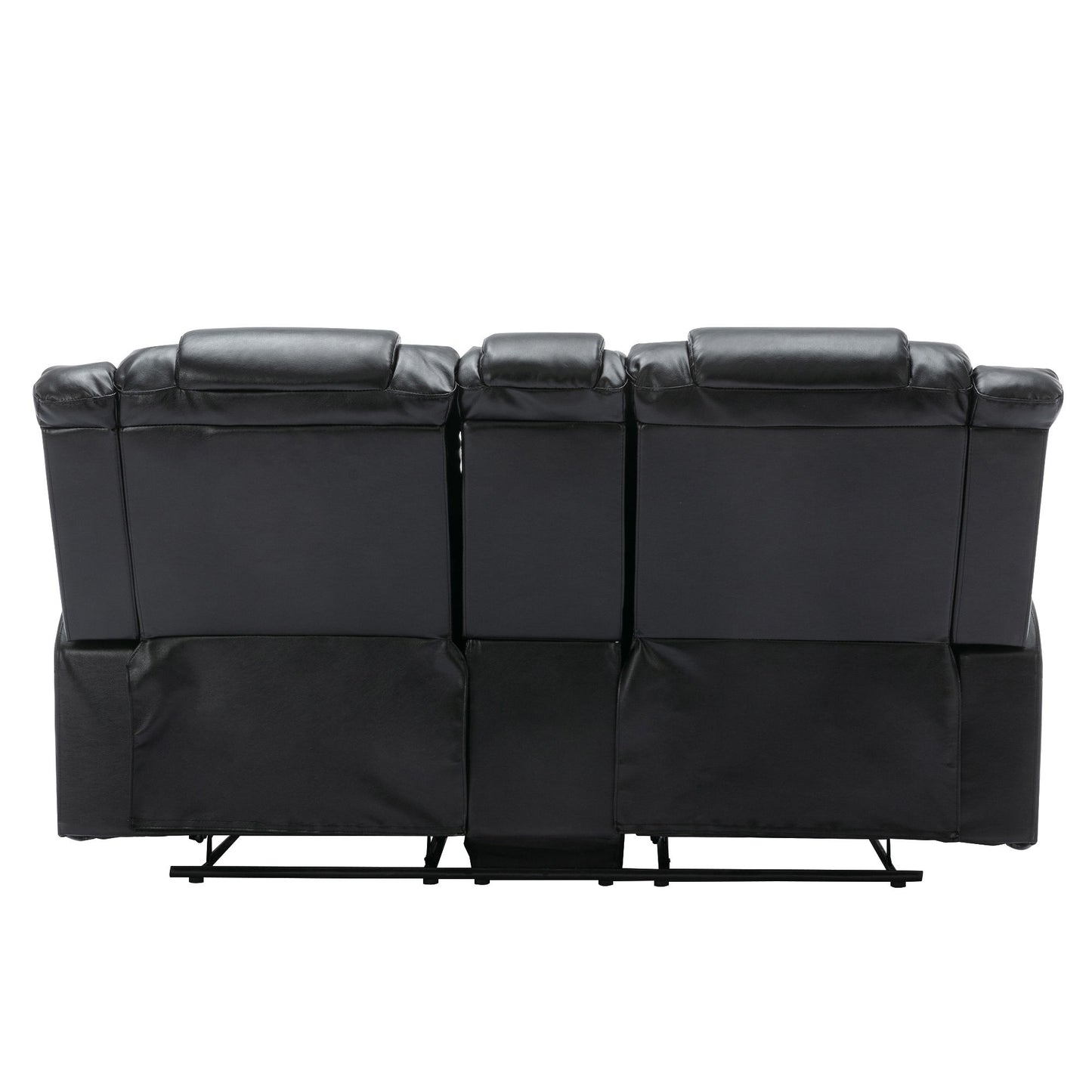 2 Seater Home Theater Recliner Manual Recliner Chair With A Storage Box And Two Cup Holders For Living Room - Black