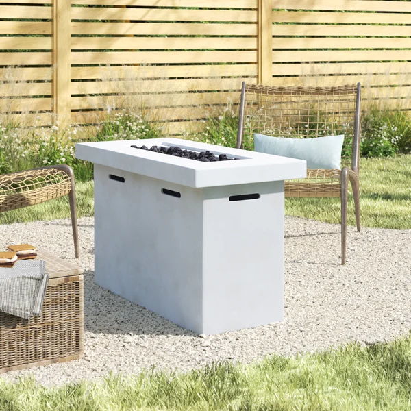 Reinforced - Propane Outdoor Fire Pit Table - Natural / White