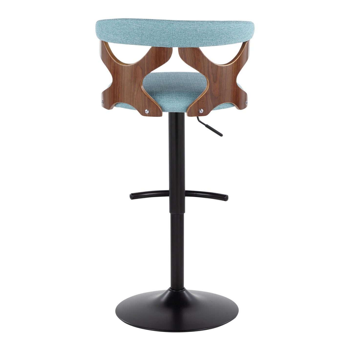 Gardenia - Contemporary Adjustable Barstool With Swivel With Rounded T Footrest (Set of 2) - Black / Walnut / Teal