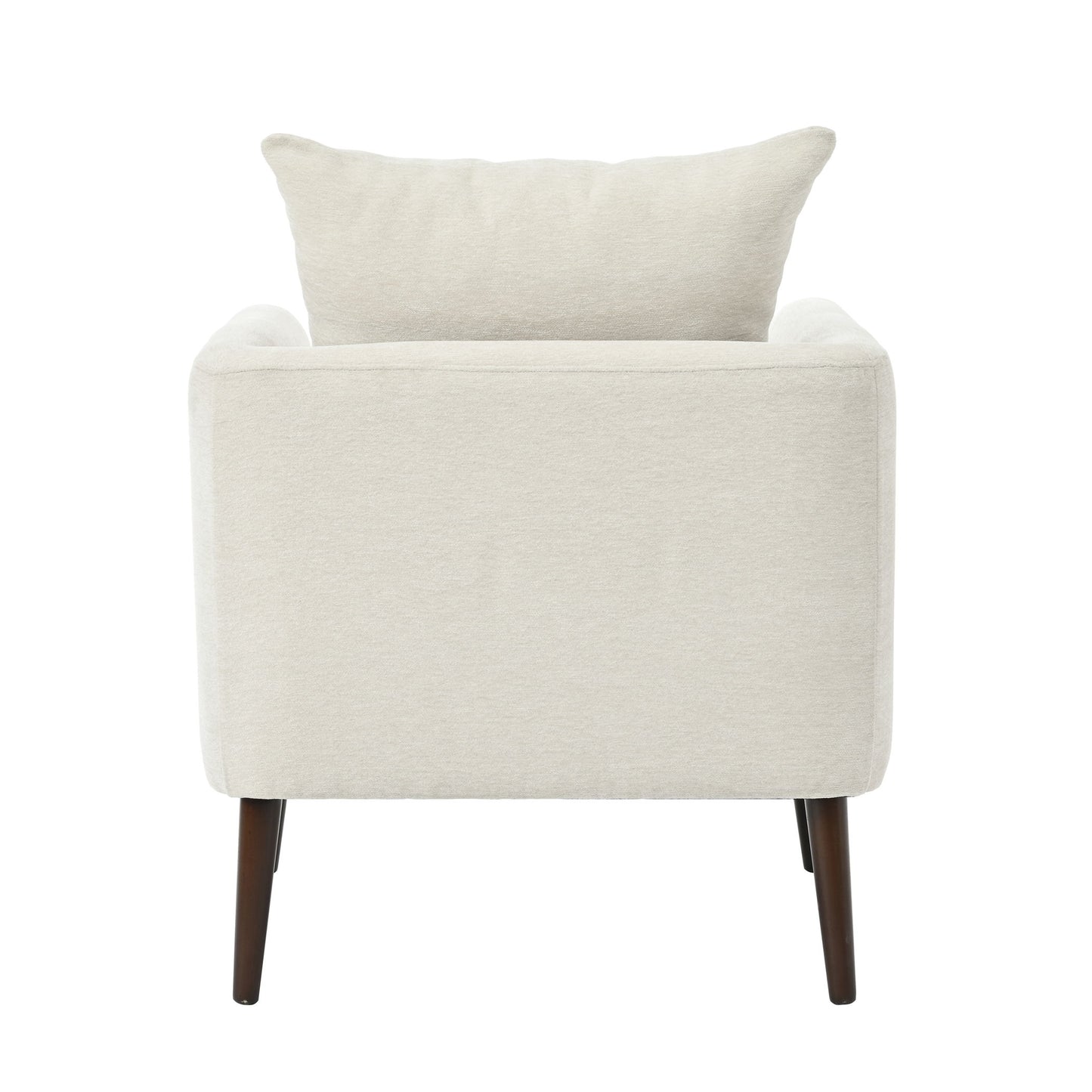 Modern Chenille Accent Chair, Upholstered Armchair For Living Room, Mid Century Fabric Lounge Chair With Pillow, Comfortable Reading Chair With Wood Legs For Living Room, Reception Room - Beige