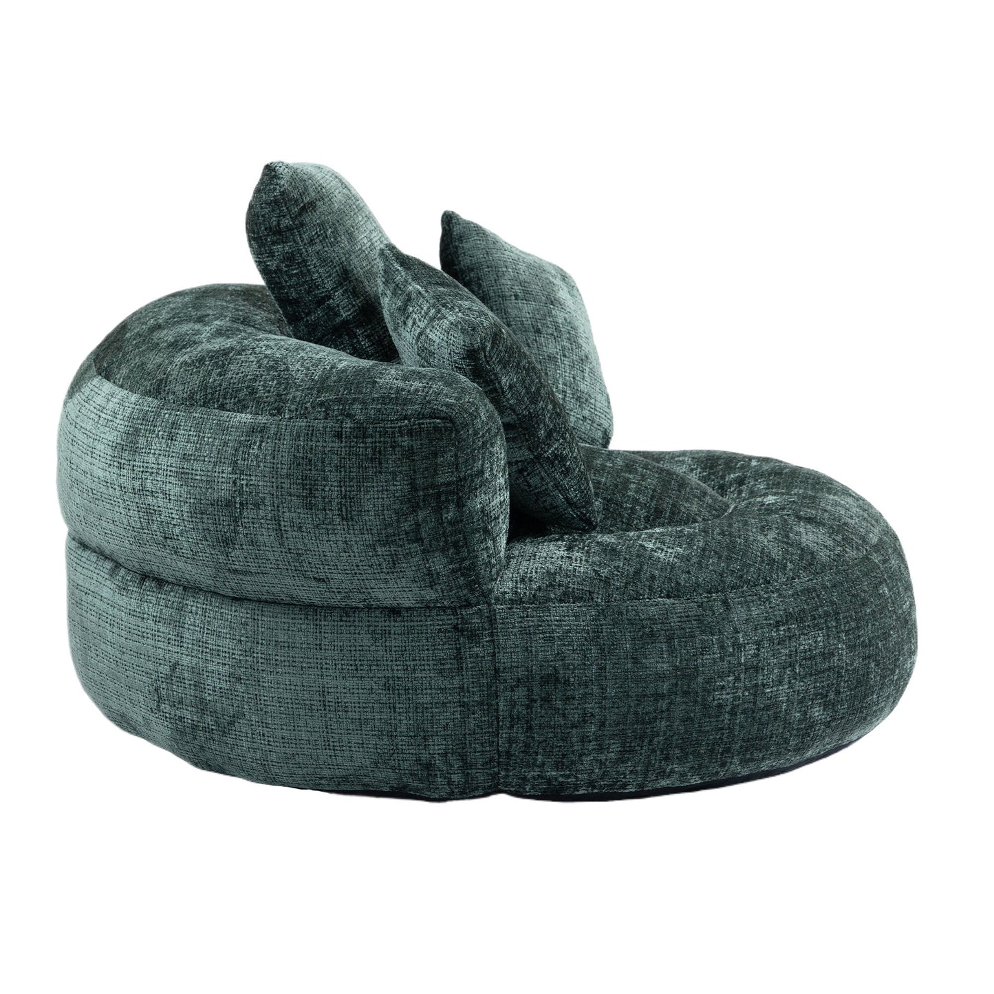 Chenille High Back Bean Bag Chair Couch With 3 Pillows, Indoor & Outdoor, Single Gaming Sofa For Bedroom - Emerald
