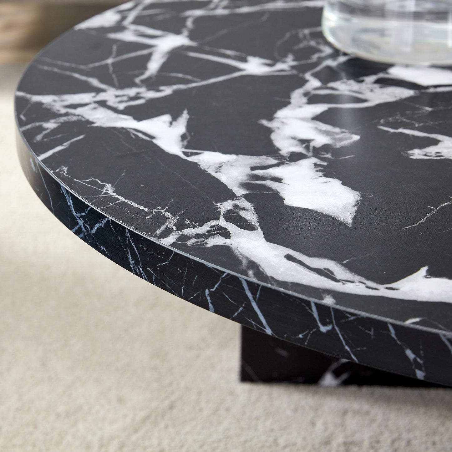 Versatile Round Coffee Table For Various Interior Styles, Exhibiting Modern Minimalism And Nordic Charm - Black / Black White