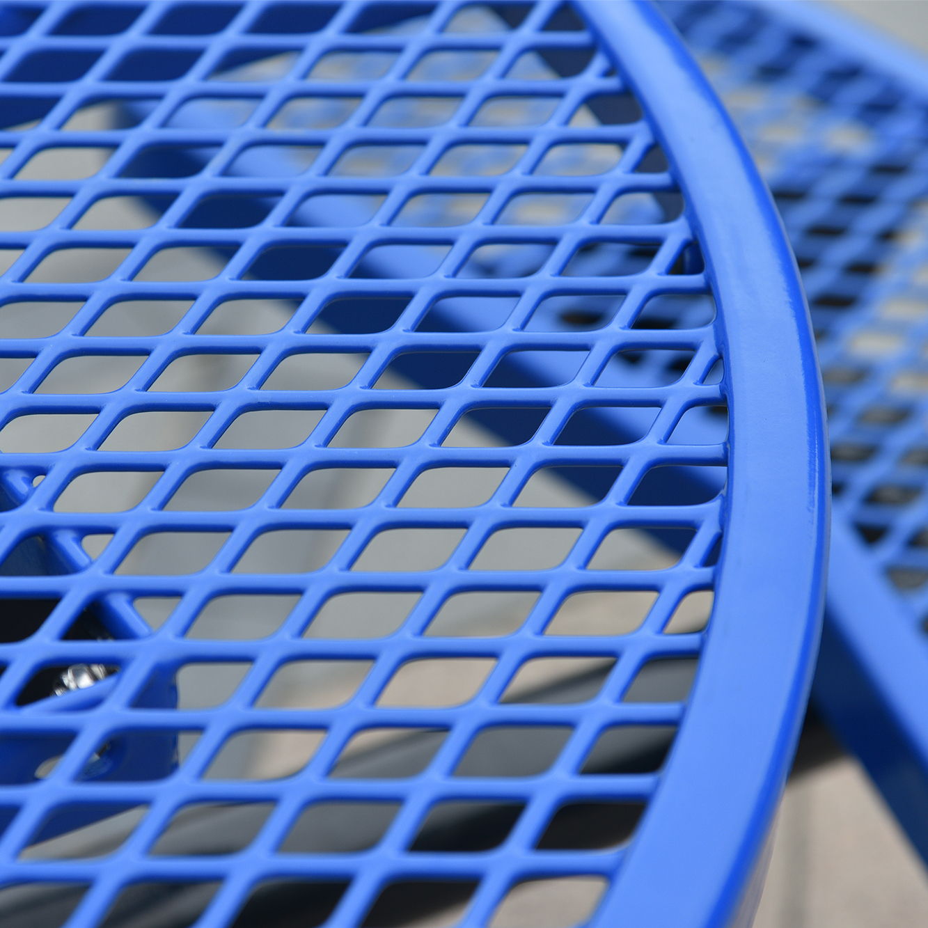 Round Outdoor Steel Picnic Table With Umbrella Pole - Blue