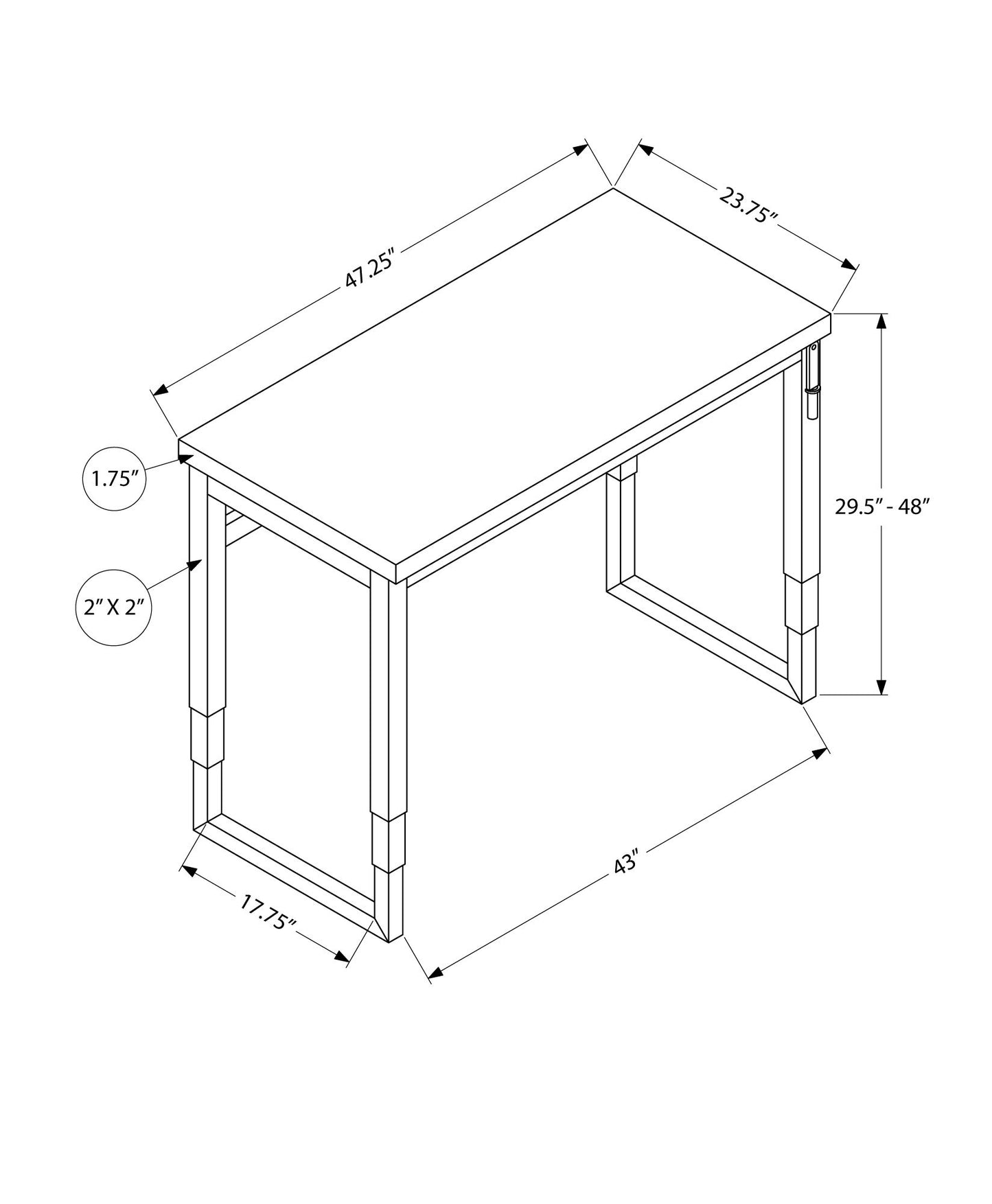 Computer Desk, Home Office, Standing, Adjustable, Laptop, Contemporary And Modern - White