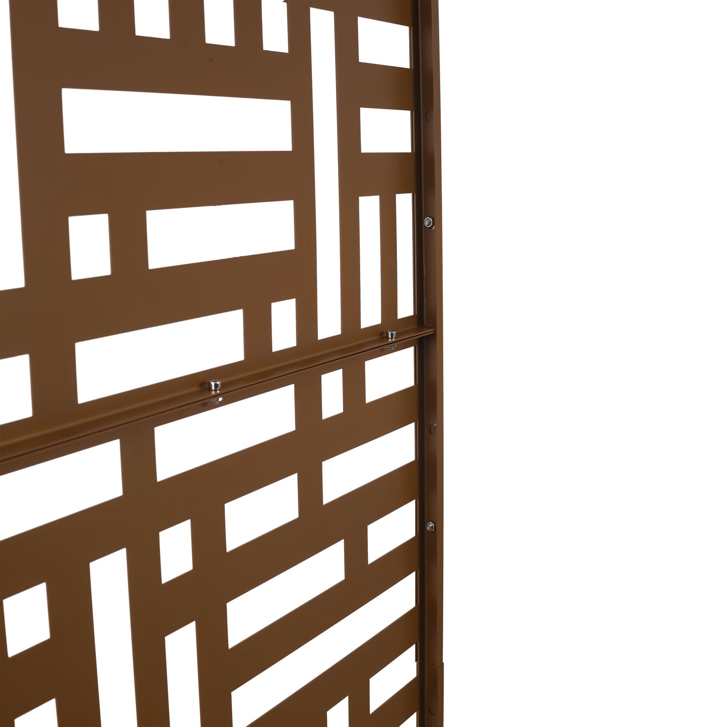 Outdoor & Indoor Privacy Screen Metal Privacy Screen, Freestanding Decorative Privacy Screen - Brown