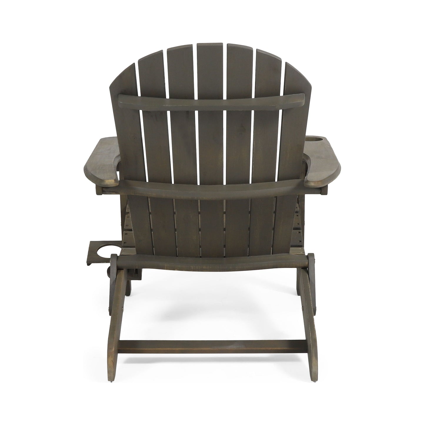 Zenithia - Outdoor Foldable Adirondack Chair With 2 Cup Holders - Gray