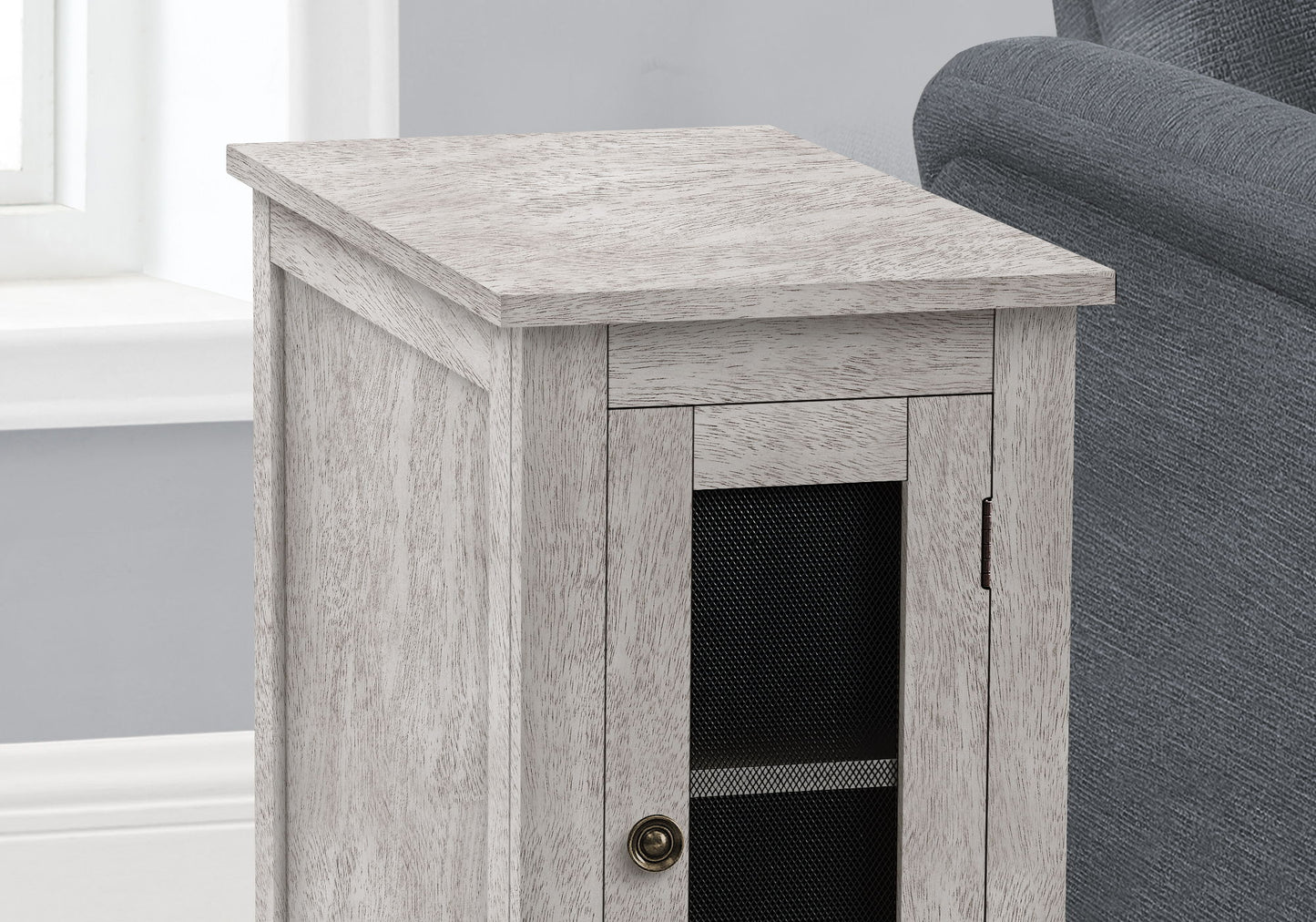 Accent End Table, Narrow, Storage, Transitional - Gray Wash