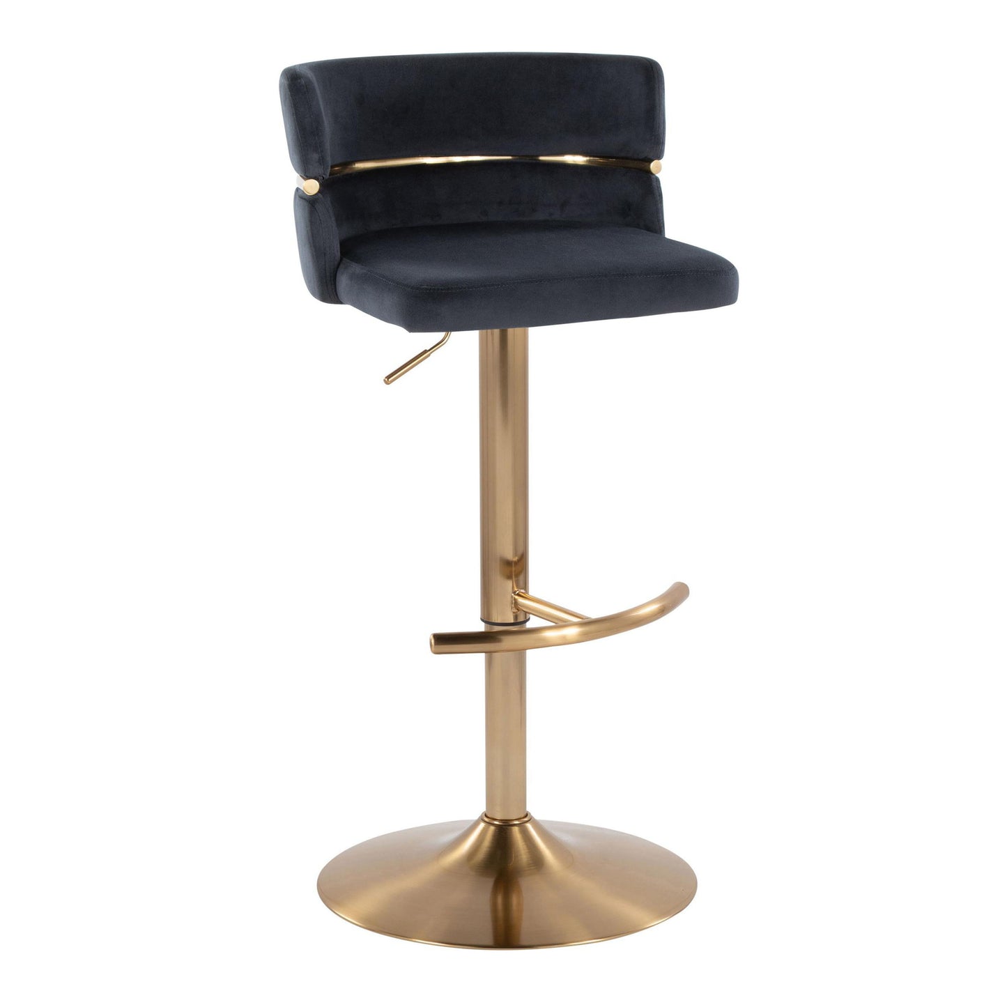 Cinch - Glam / Art Deco Adjustable Barstool With Swivel With Rounded T Footrest (Set of 2) - Gold / Black
