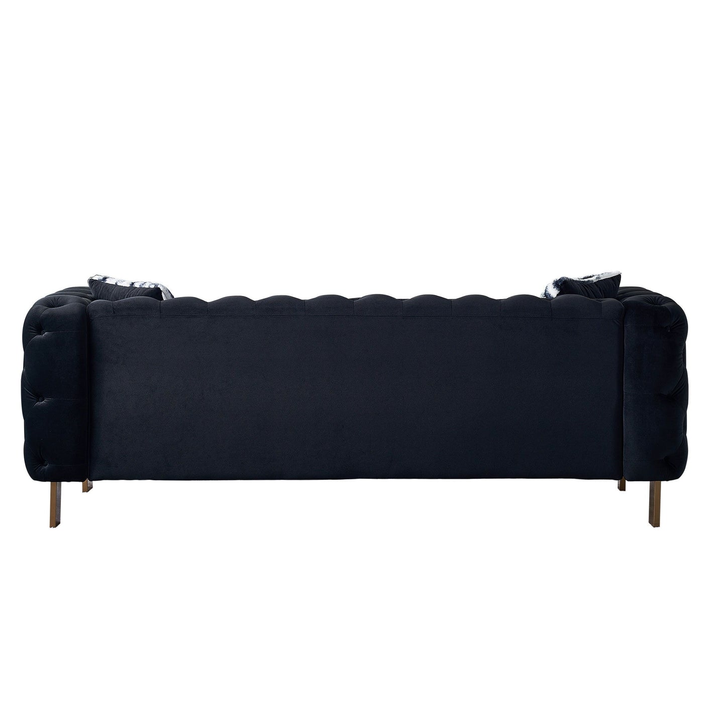 Chesterfield - Modern Tufted Velvet Living Room Sofa, 84.25''W Couch - Black