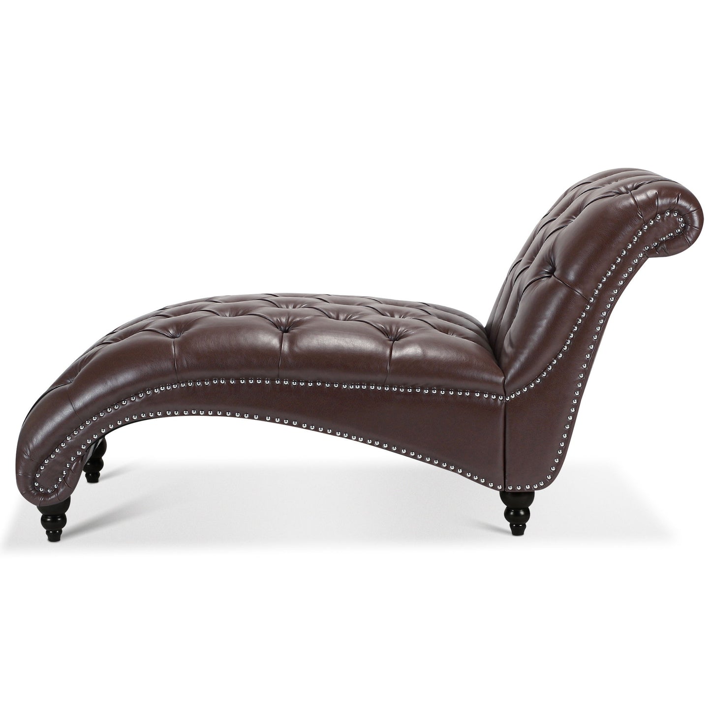 Tufted Armless Chaise Lounge - Dark Brown