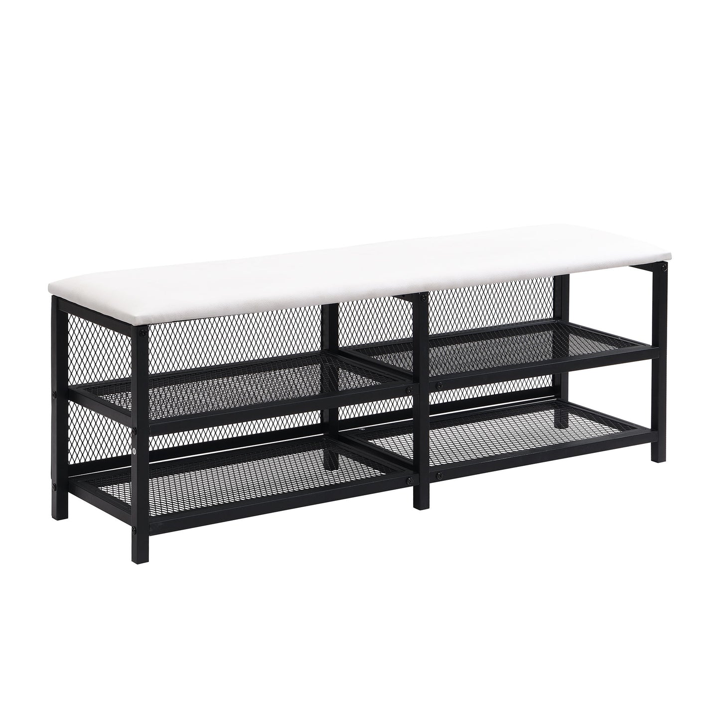 Twin Size Platform Bed With 2 Tier Storage Shelves, Storage Cabinet - Black