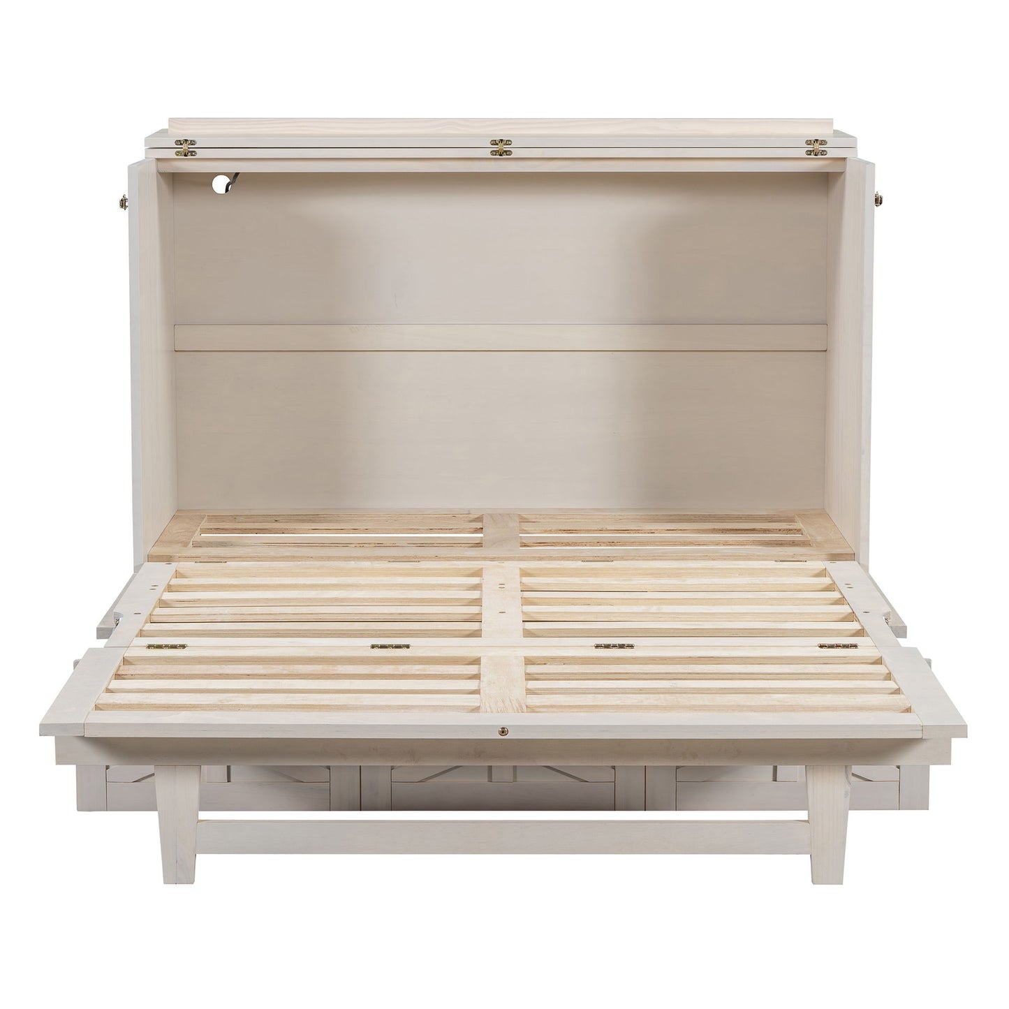 Full Size Murphy Bed With Large Drawers - Brushed White