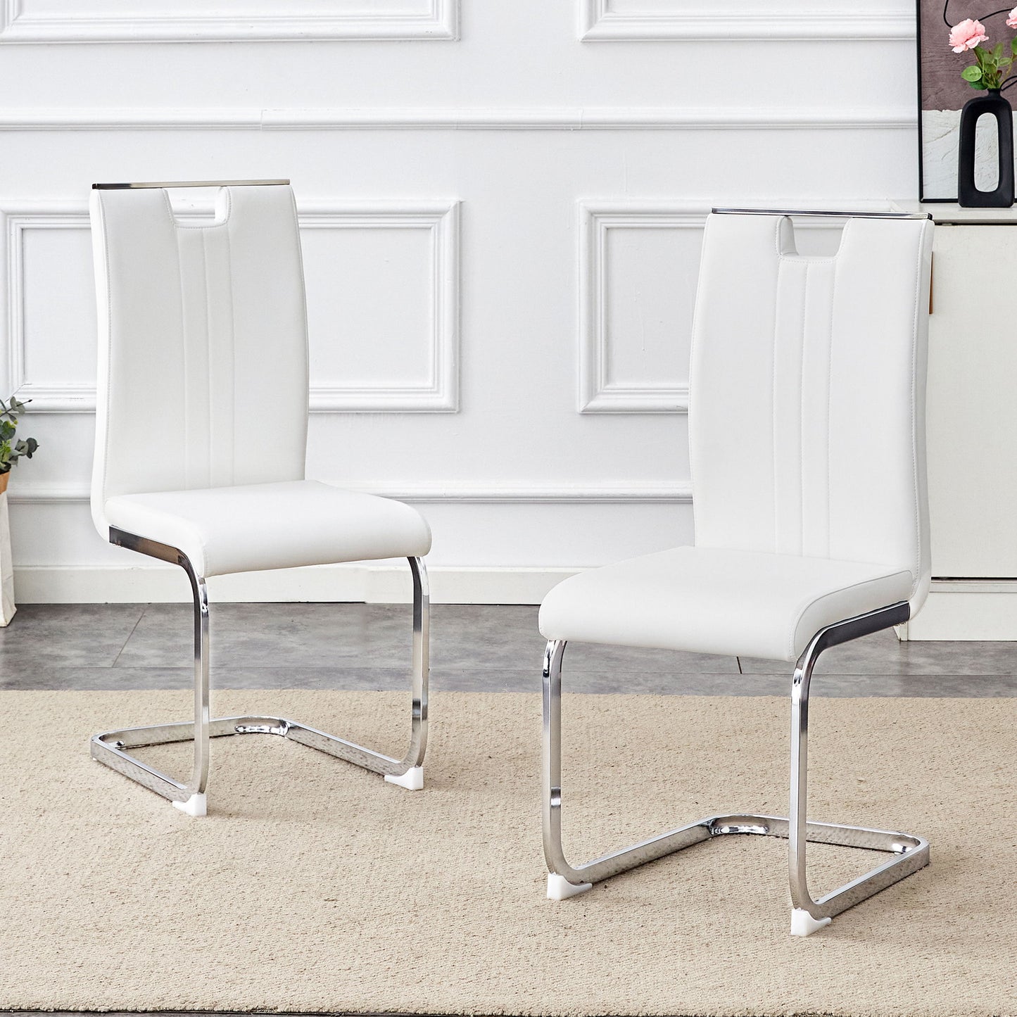 (Set of 4) Material Bow Shaped Chairs Adding Fashion To Minimalist And Contemporary Home Styles - White