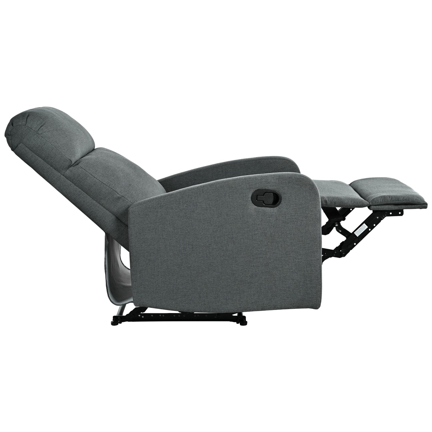 Modern Manual Recliner, Home Theater Chair With Adjustable Backrest For Living Room - Charcoal