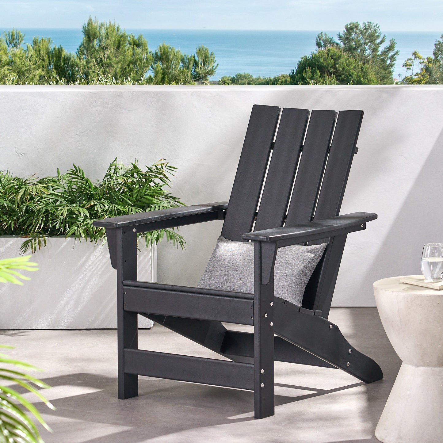 Enigmara - Outdoor High Density Resin Adirondack Chair - Black