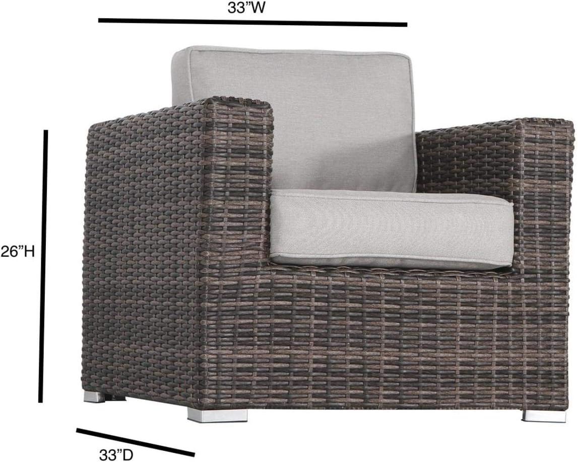 2 Person Seating Set With Cushions - Dark Brown / Gray