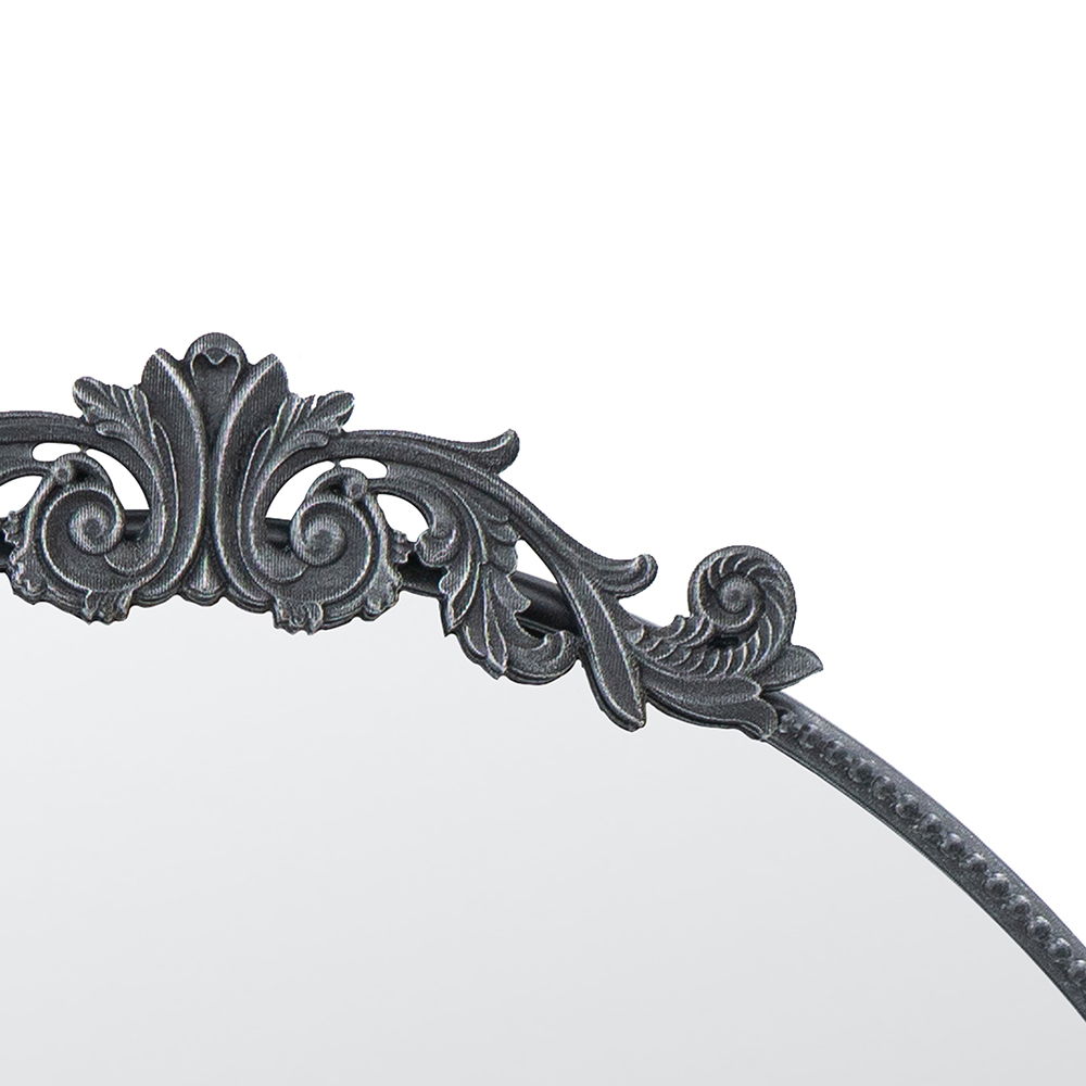 Classic Design Mirror With Round Shape And Baroque Inspired Frame For Bathroom, Entryway, Console Lean Against Wall - Black