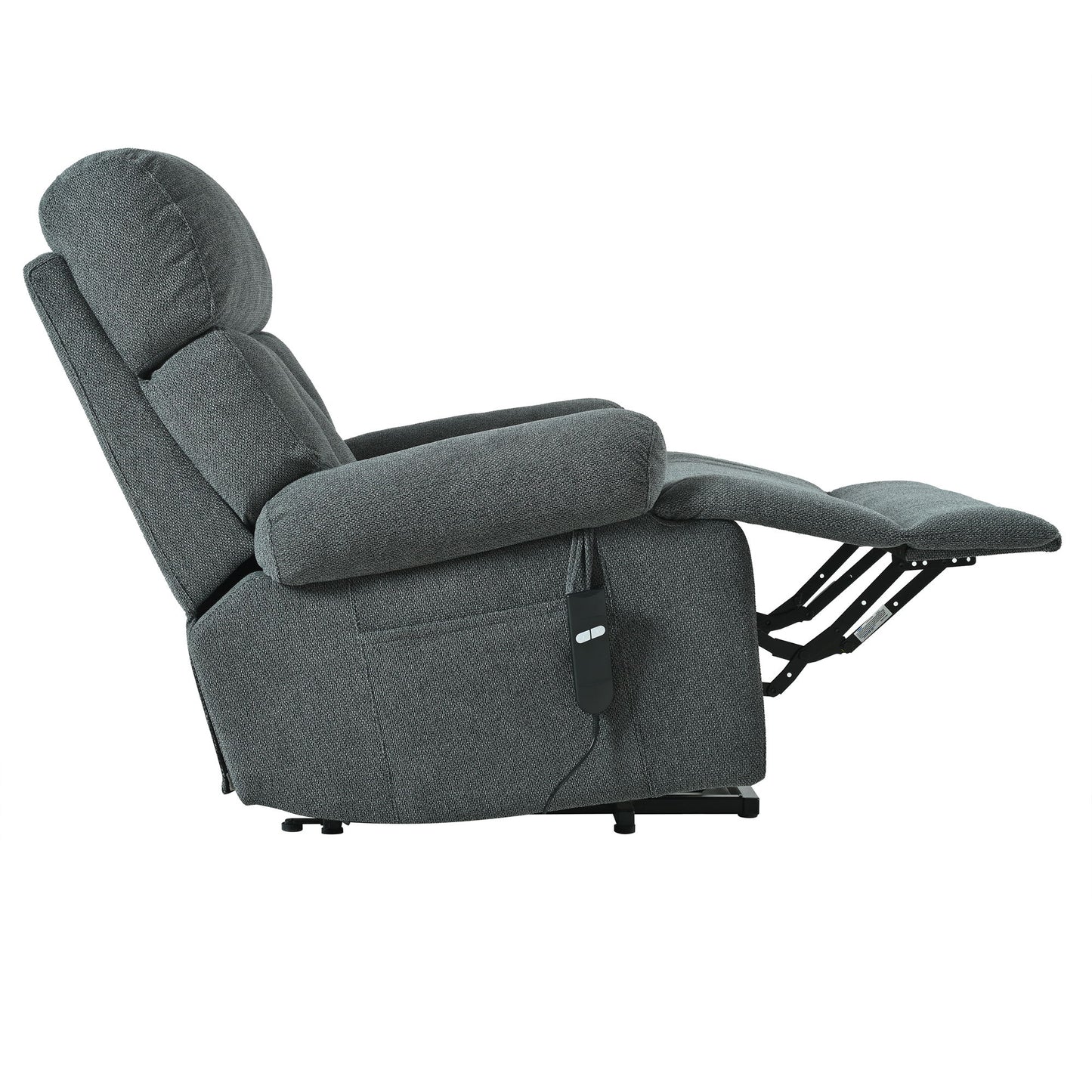 Oversized Power Lift Recliner Chair, Electric Fabric Recliner Chair, Home Theater Seating, Reclining Sofa Chair With Remote Control, Side Pocket, Spacious Seat - Dark Gray
