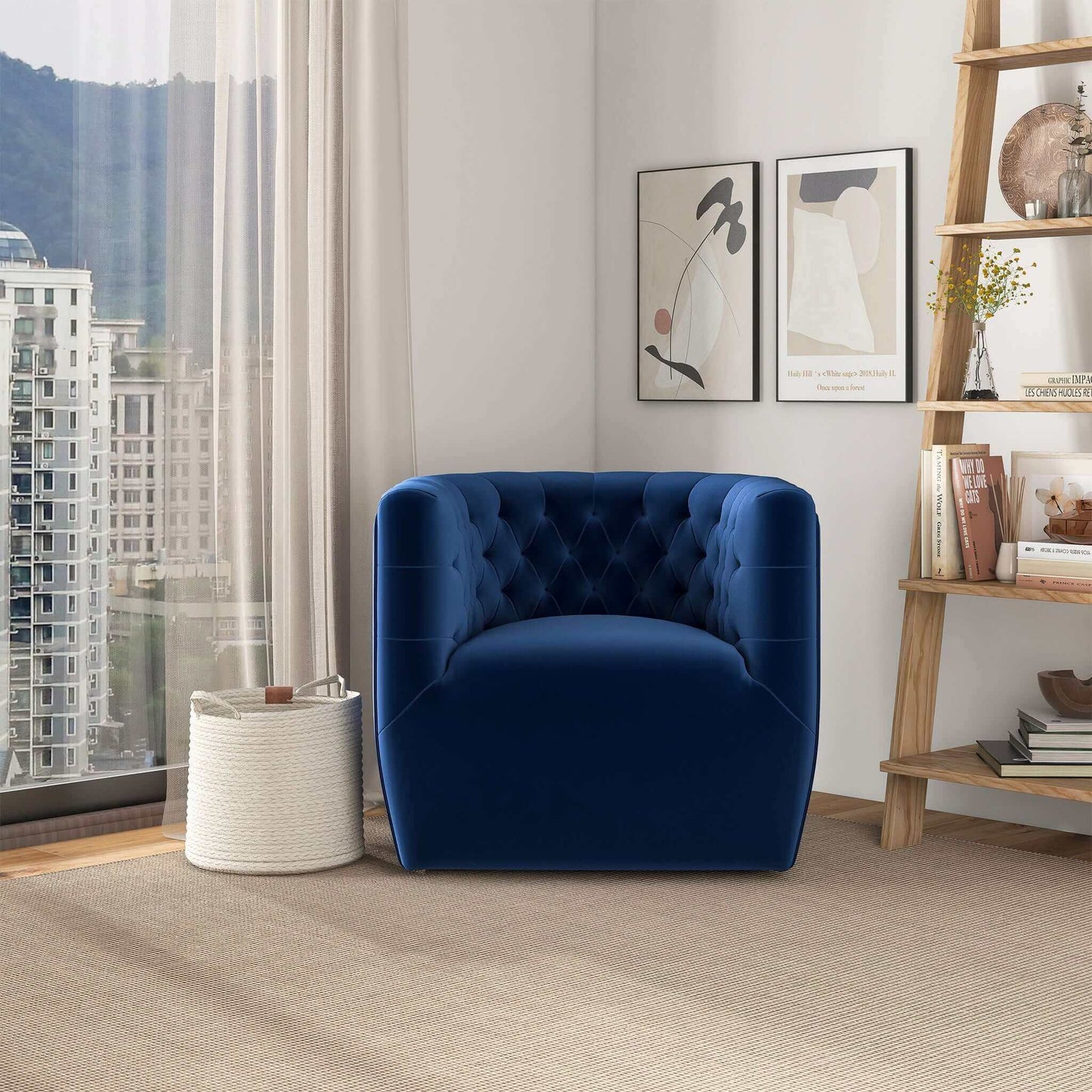 Delaney - Swivel Chair - Dark Blue