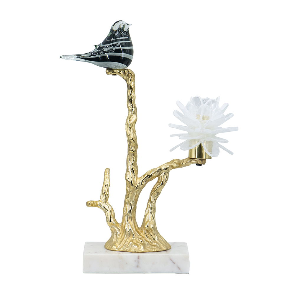 Candle Holder With Marble Stand - Multicolor