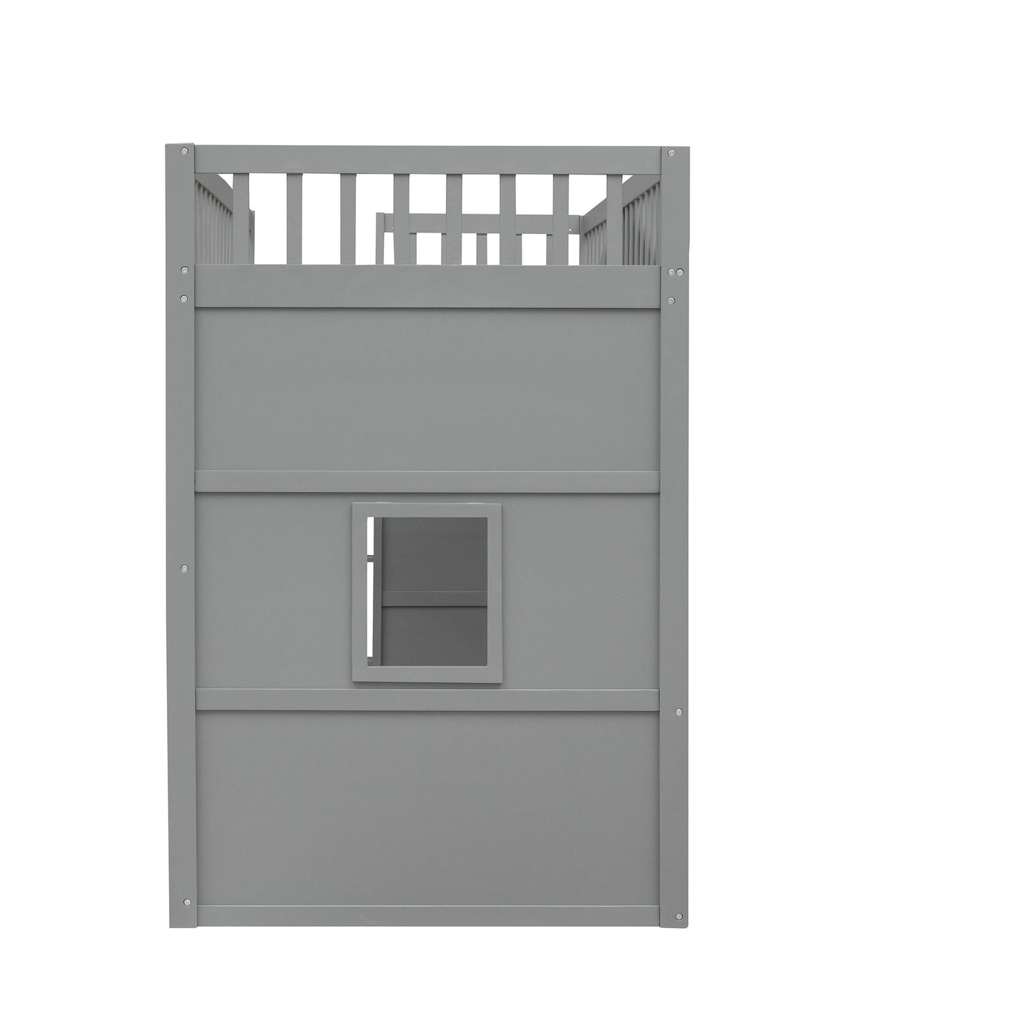 Twin Size House Loft Bed With Ladder - Gray / White