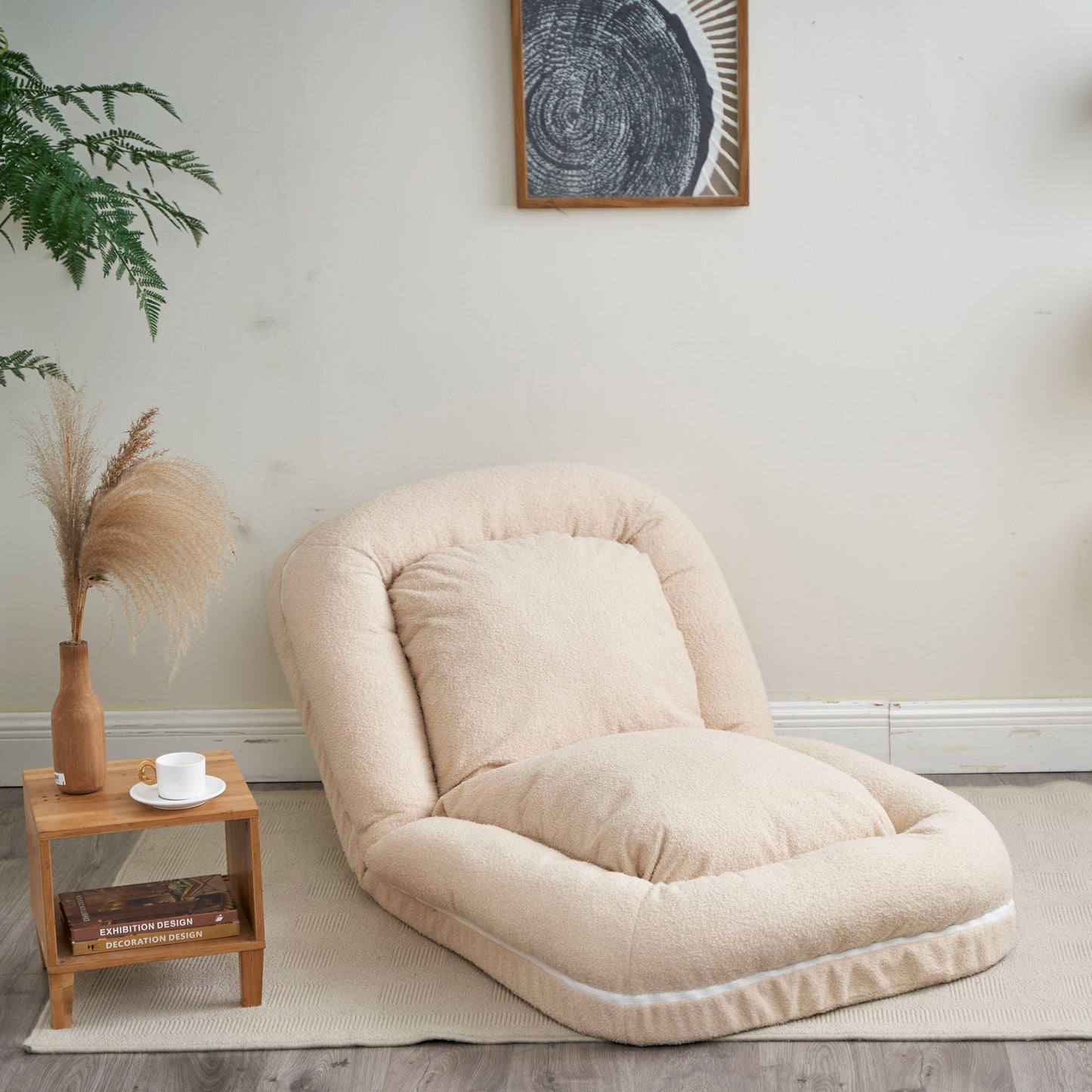 Triple Fold Down Beige Sofa Bed - Beige