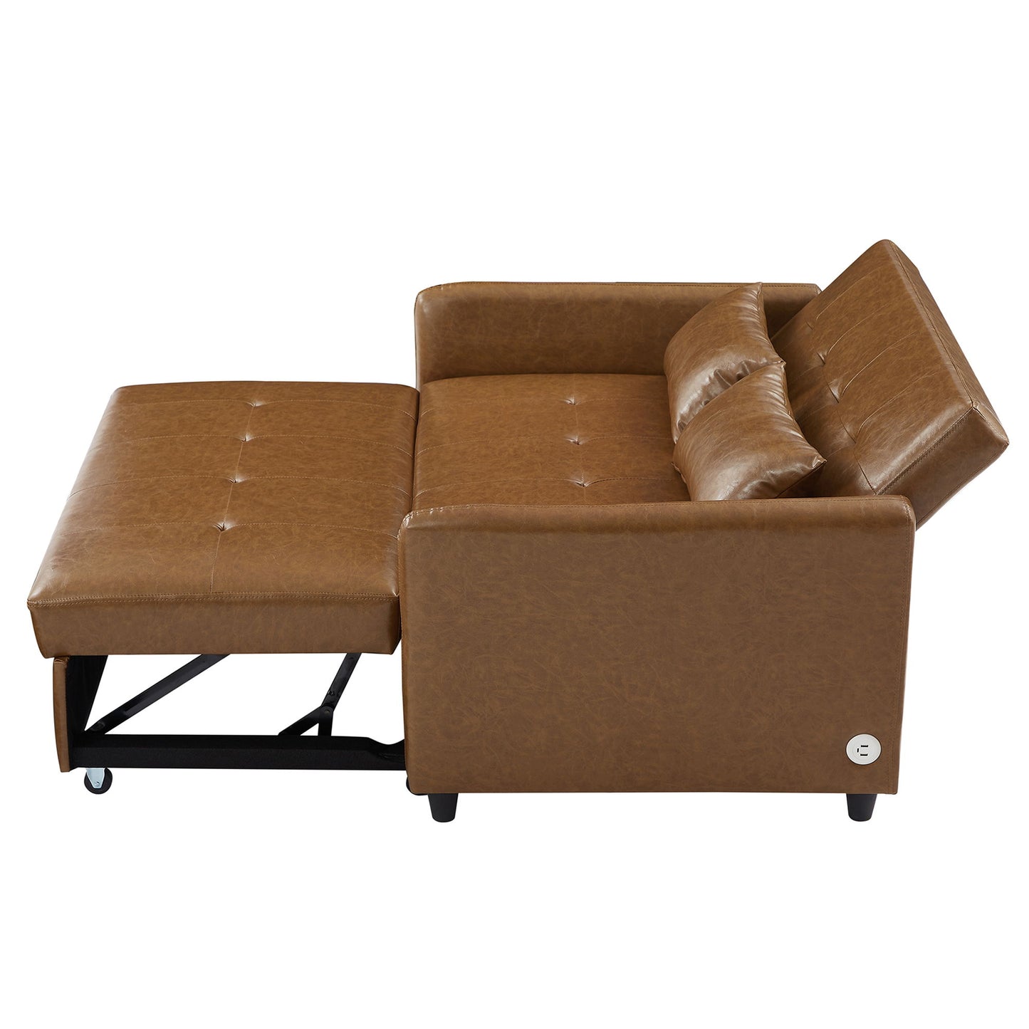 Convertible Sleeper Bed, Adjustable Oversized Armchair With 3 USB Ports For Small Space - Brown