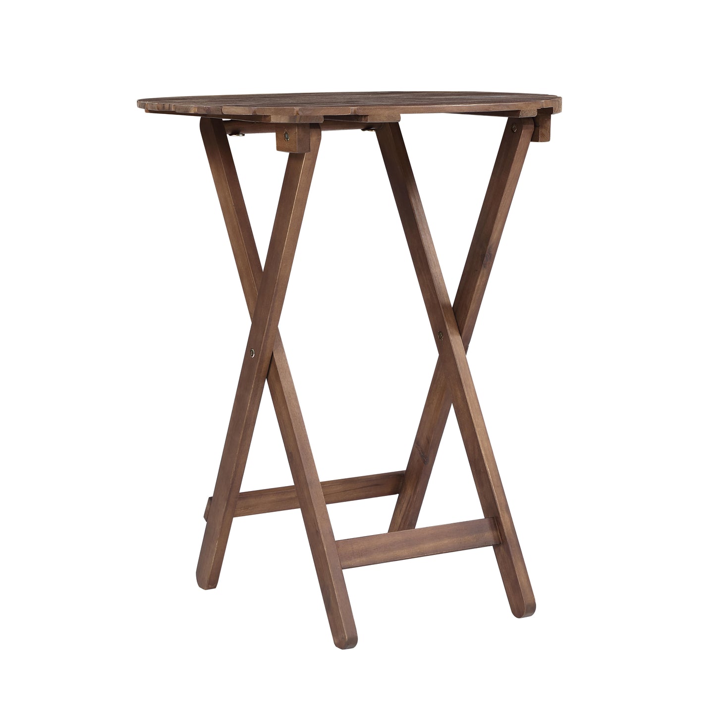 3 Piece Acacia Bistro Set, Folding Patio Furniture For Garden Backyard Balcony Porch With 1 Coffee Table And 2 Foldable Chairs - Natural Stained