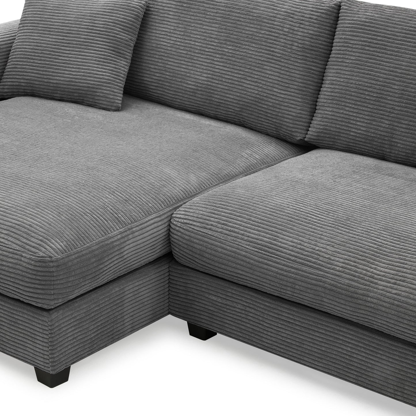 Oversized Sectional L Shaped Cloud Couch With USB Charging Port Cup Holder Deep And Wide Seat Sofa With Chaise Comfy - Gray