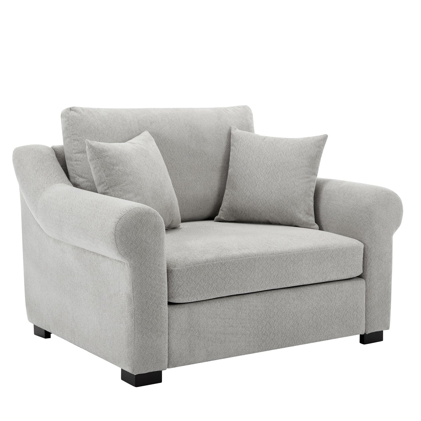 Modern Chenille Oversized Armchair, Chair And A Half, Single Sofa For Bedroom, Living Room, Wide - Light Gray