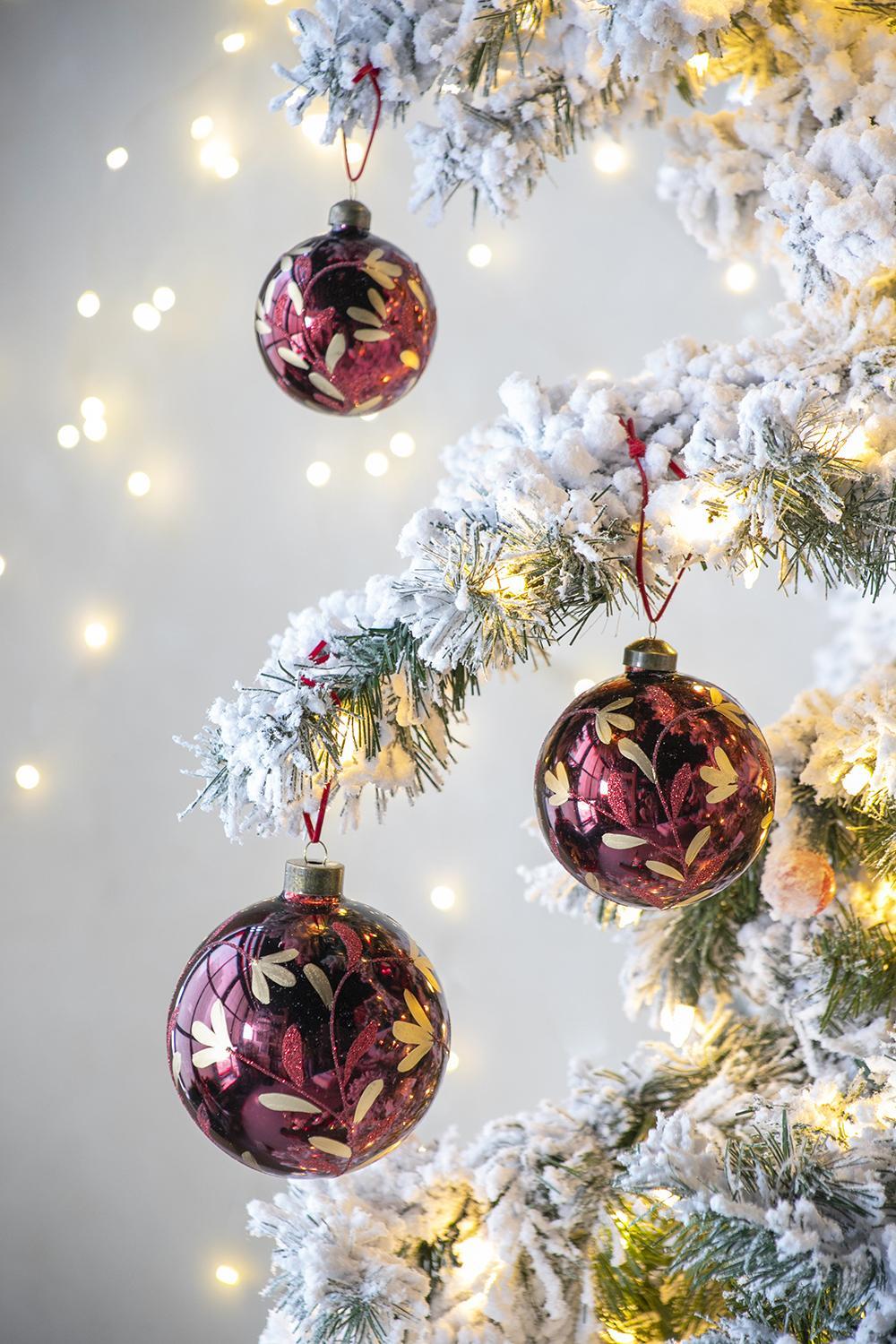 Christmas Ball Ornaments, Decorative Hanging Ball Christmas Tree Ornaments, For Holiday Party Decorations (Set of 6) - Red